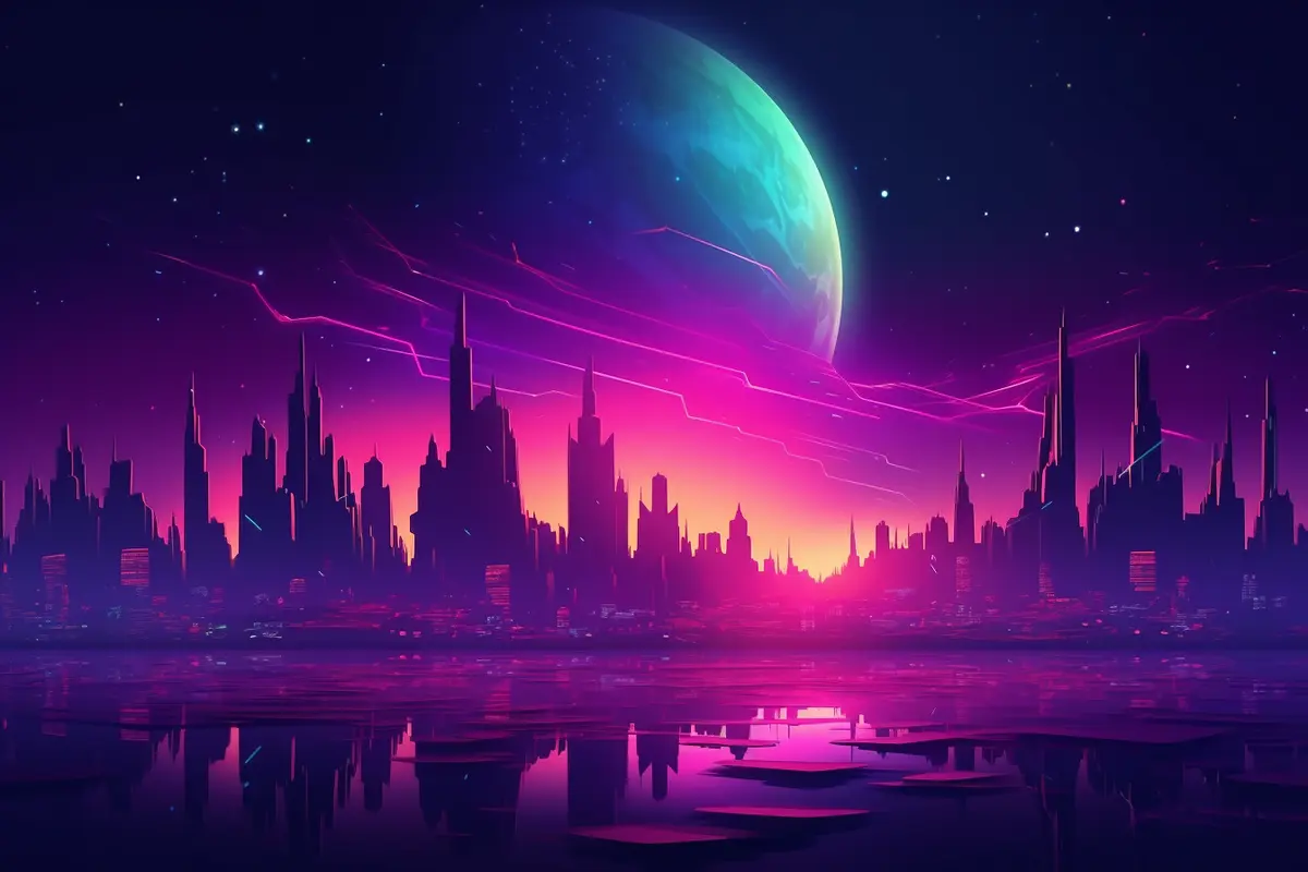 Desktop Background Wallpaper. Synthwave. Retrop 1440p 4k