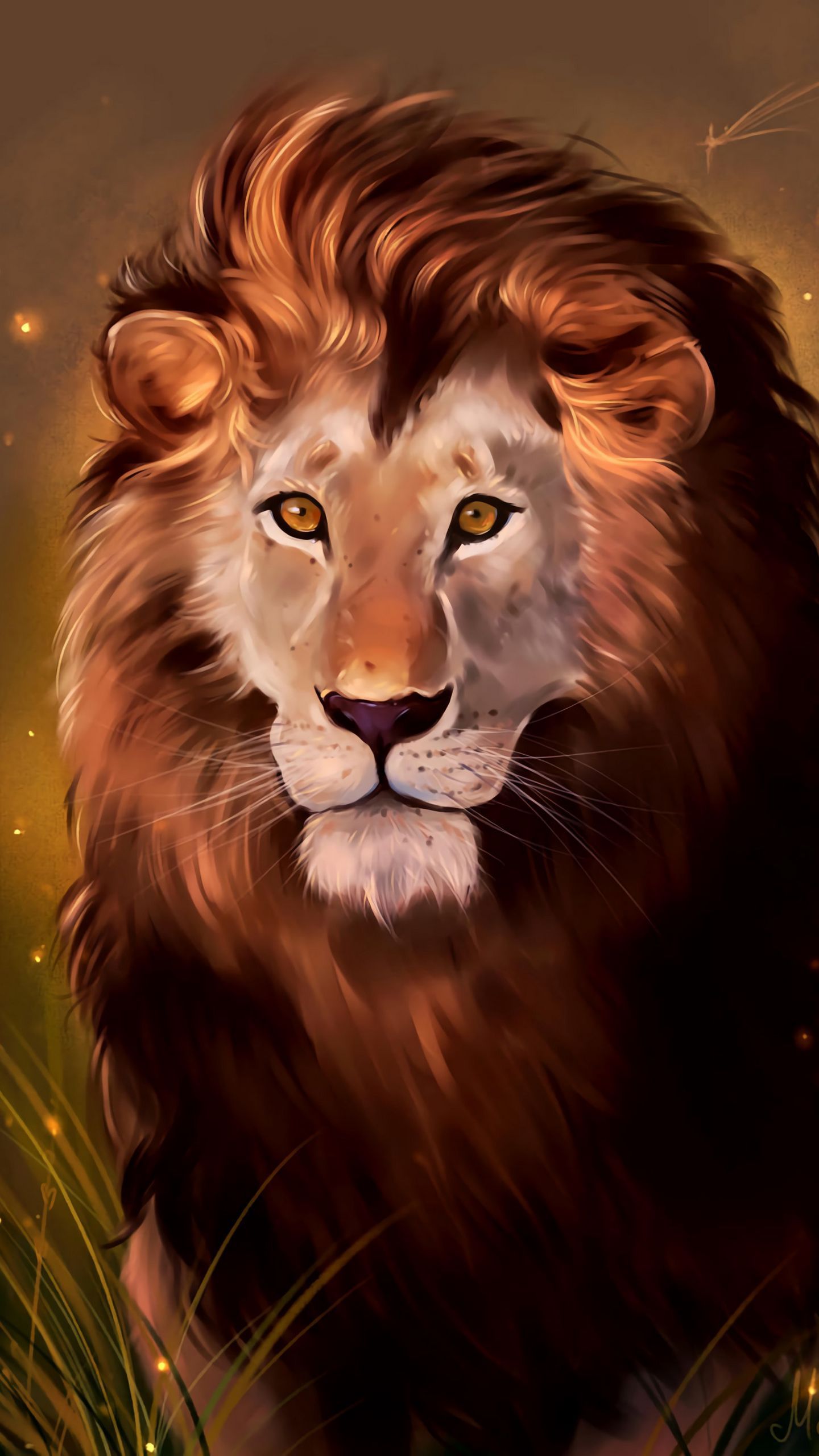 Download wallpaper 1440x2560 lion, art, predator, glance, king of beasts qhd samsung galaxy s s edge, note, lg g4 HD background