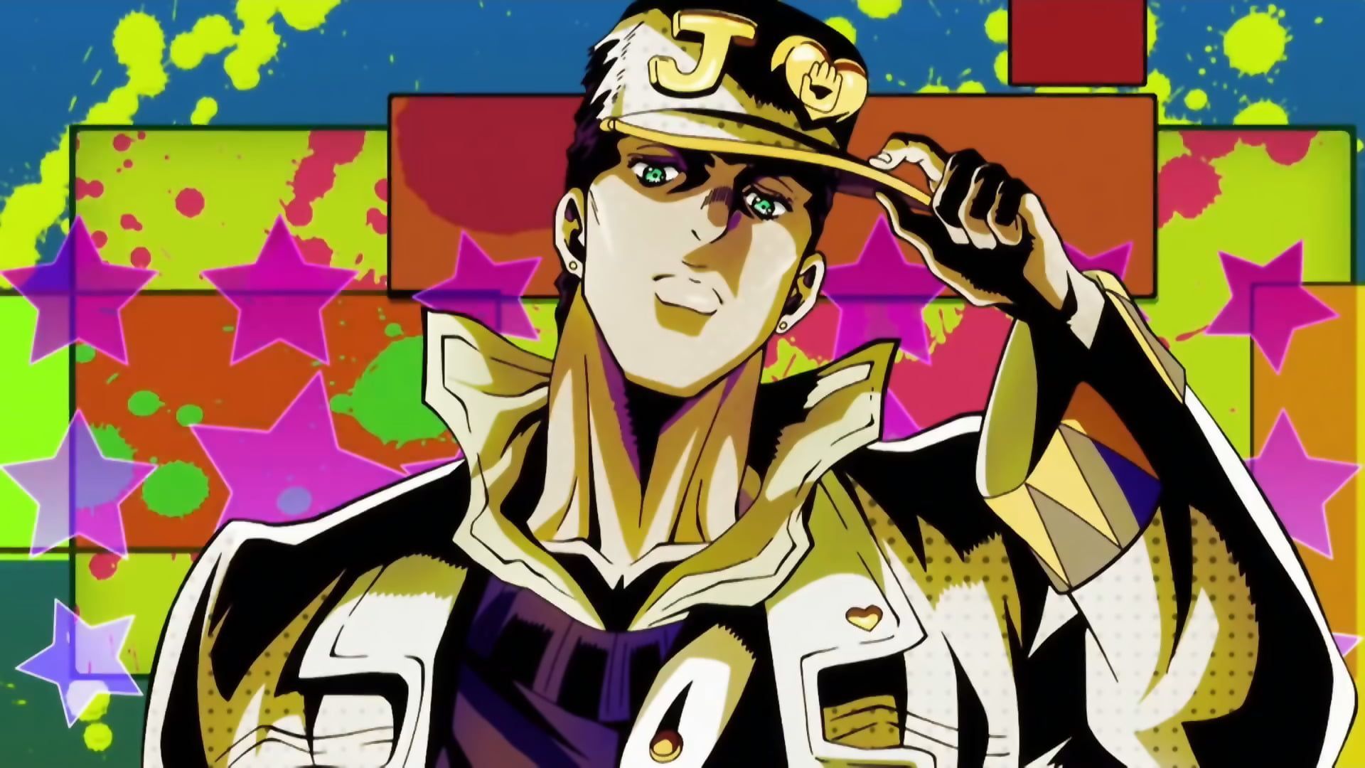 Wallpaper / obscured face, young adult, multi colored, creativity, indoors, clothing, front view, mural, representation, 1080P, human representation, Jojos Bizarre Adventure Wallpaper