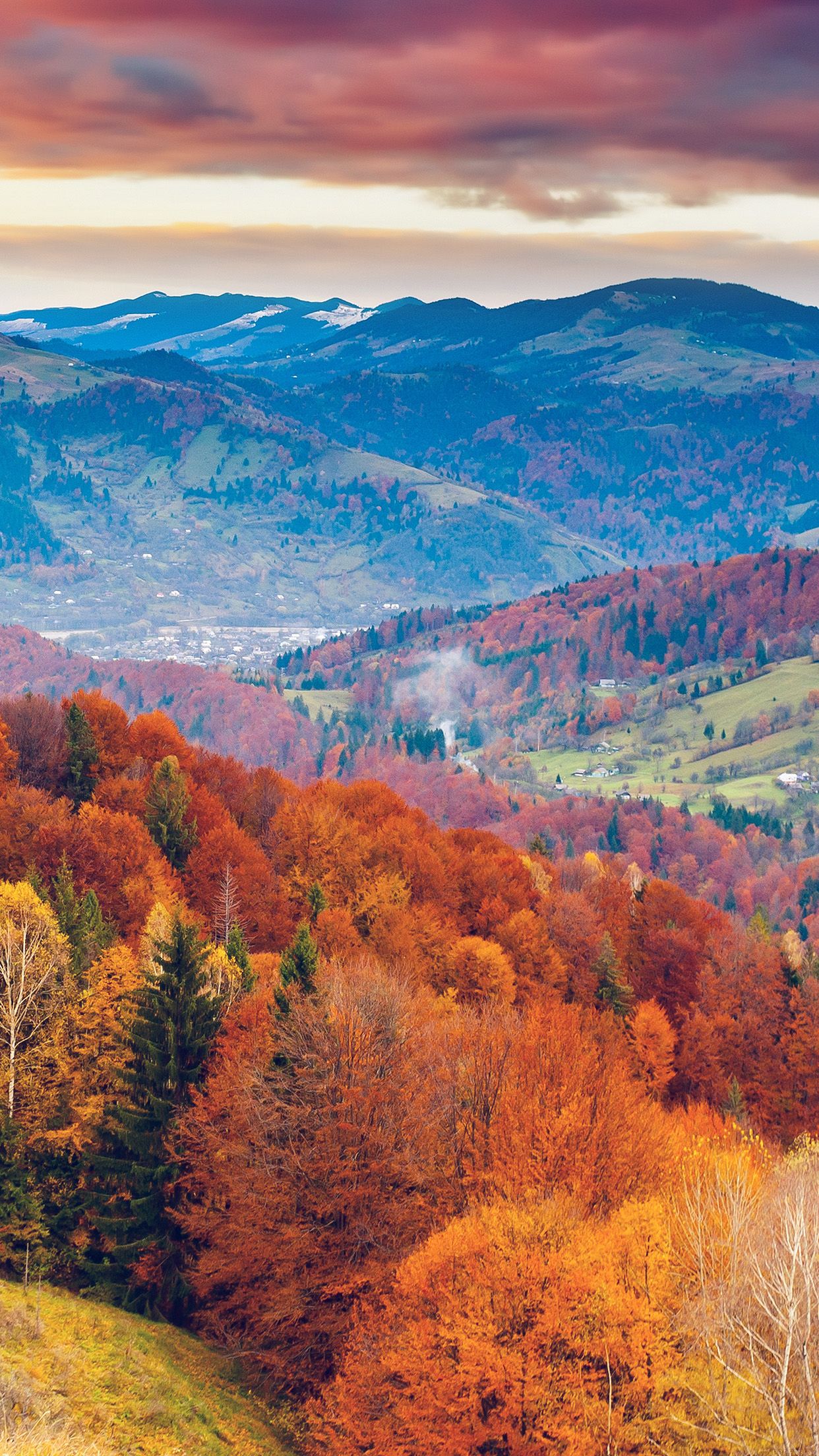 iPhone X wallpaper. fall mountain fun red orange tree nature beautiful