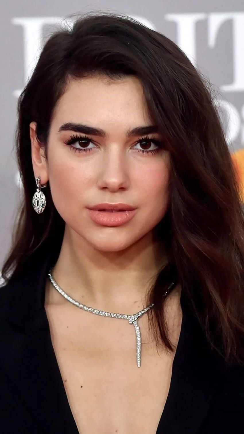 Black dress, brunette, pretty, dua lipa, celebrity, iphone iphone , background, 18993 HD phone wallpaper