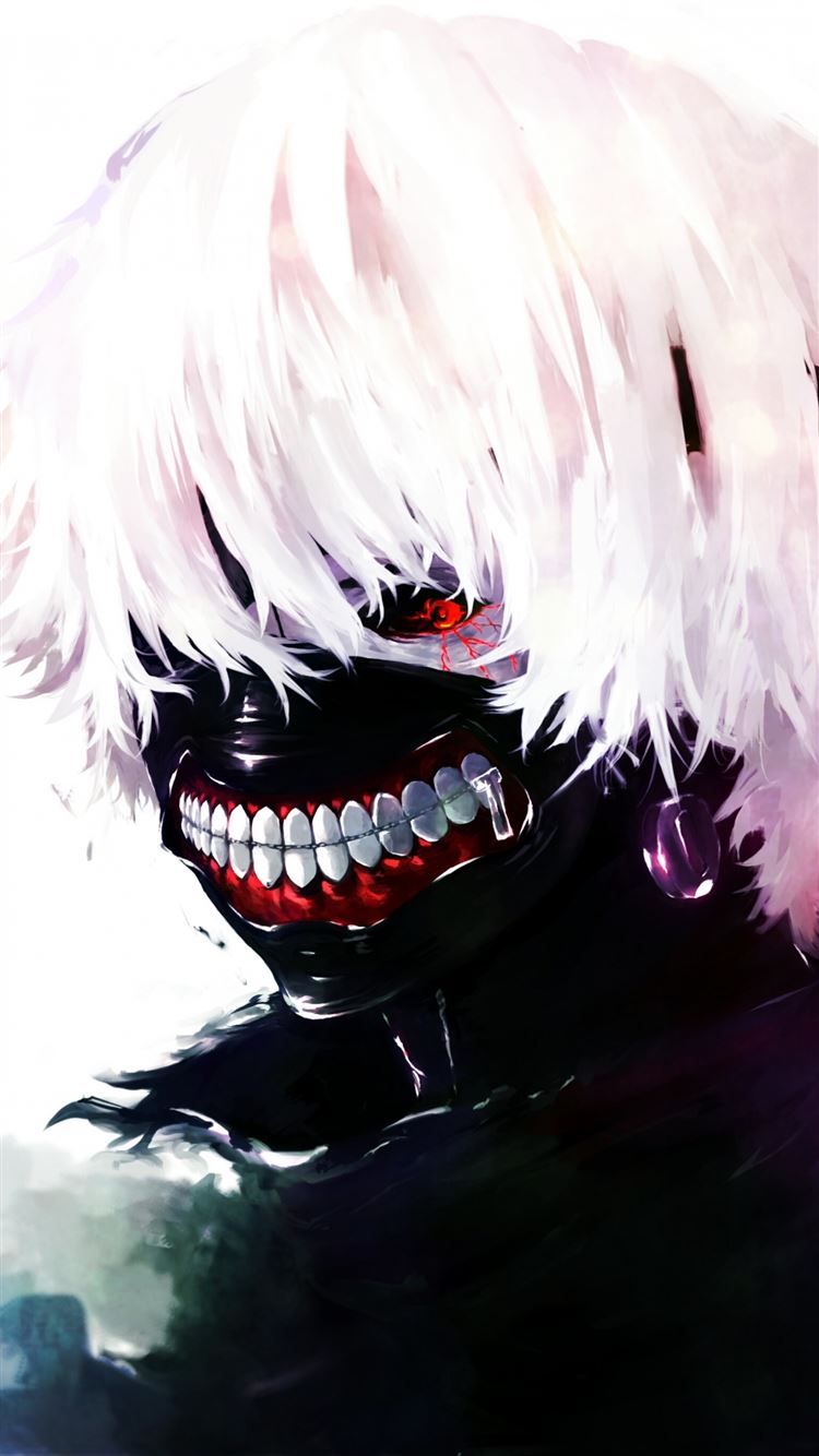 Tokyo Ghoul Kaneki Ken Man Mask Red Eyes White Hair iPhone 8 Wallpaper Free Download