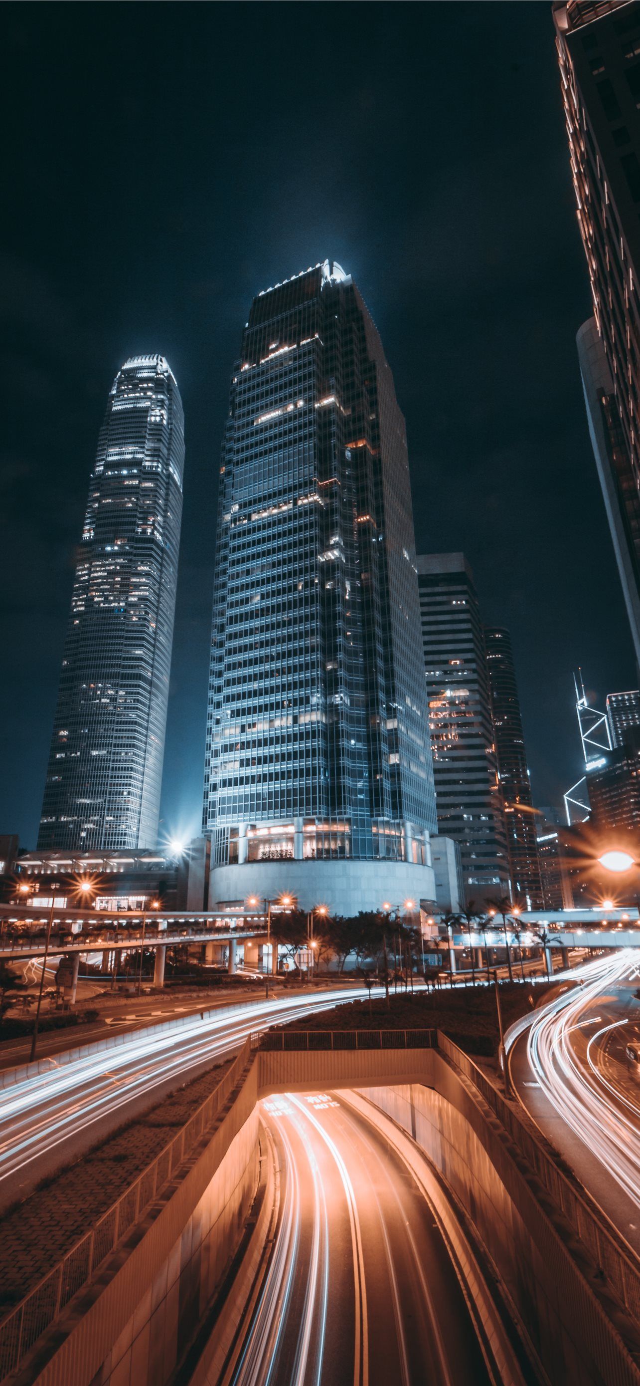 Hong Kong night city skyscrapers city lights wall. iPhone Wallpaper Free Download