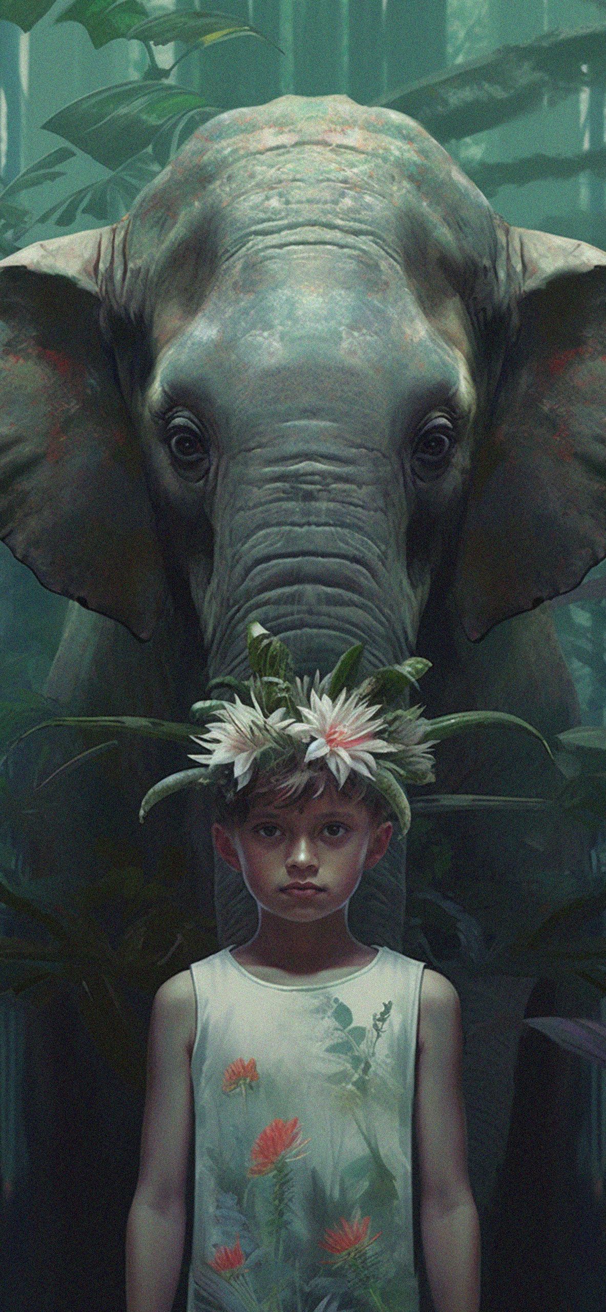 Girl & Elephant Green Wallpaper & Girl Wallpaper 4k