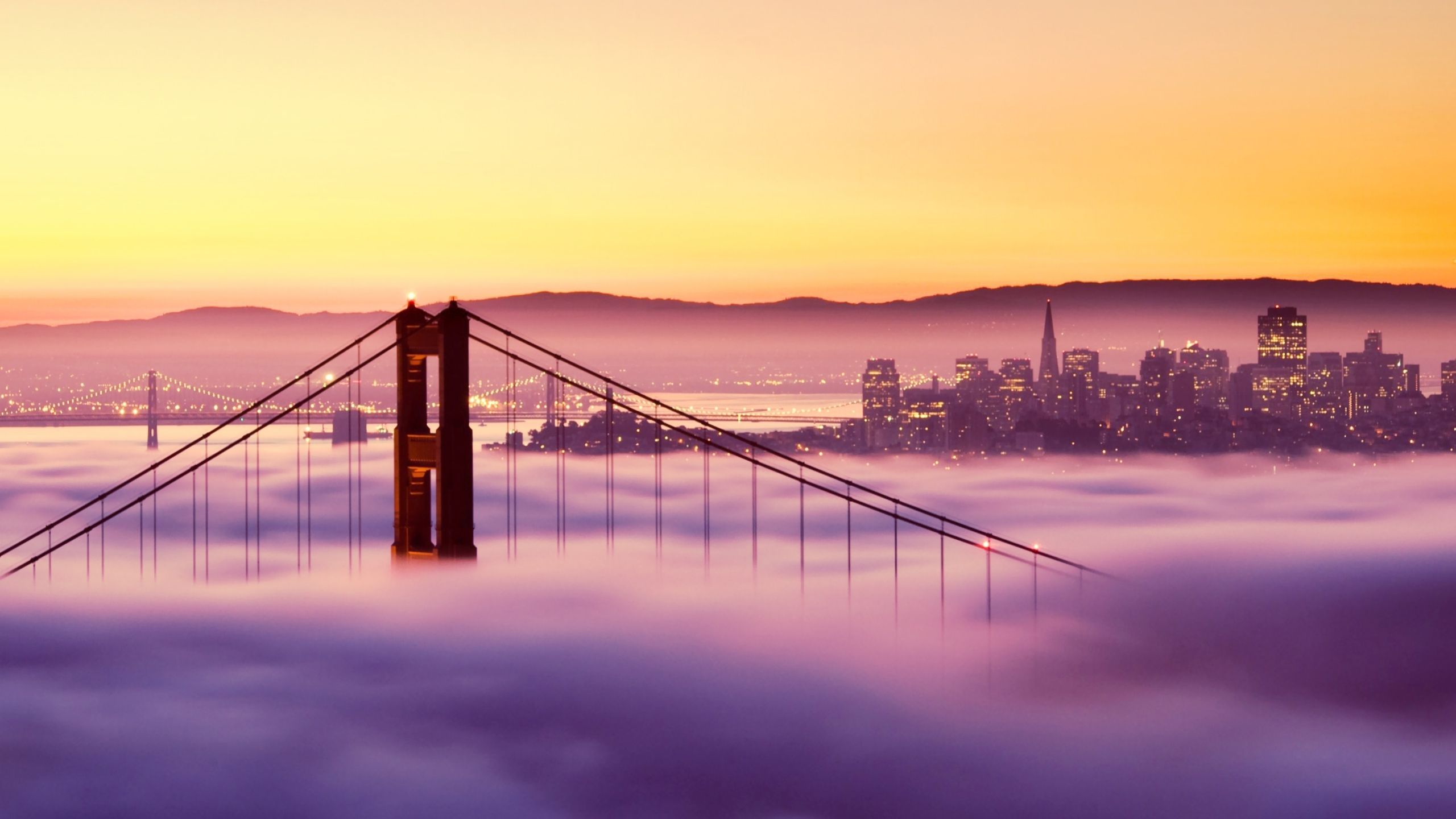 Resolution sunset, bridge, san francisco 1440P Resolution Wallpaper