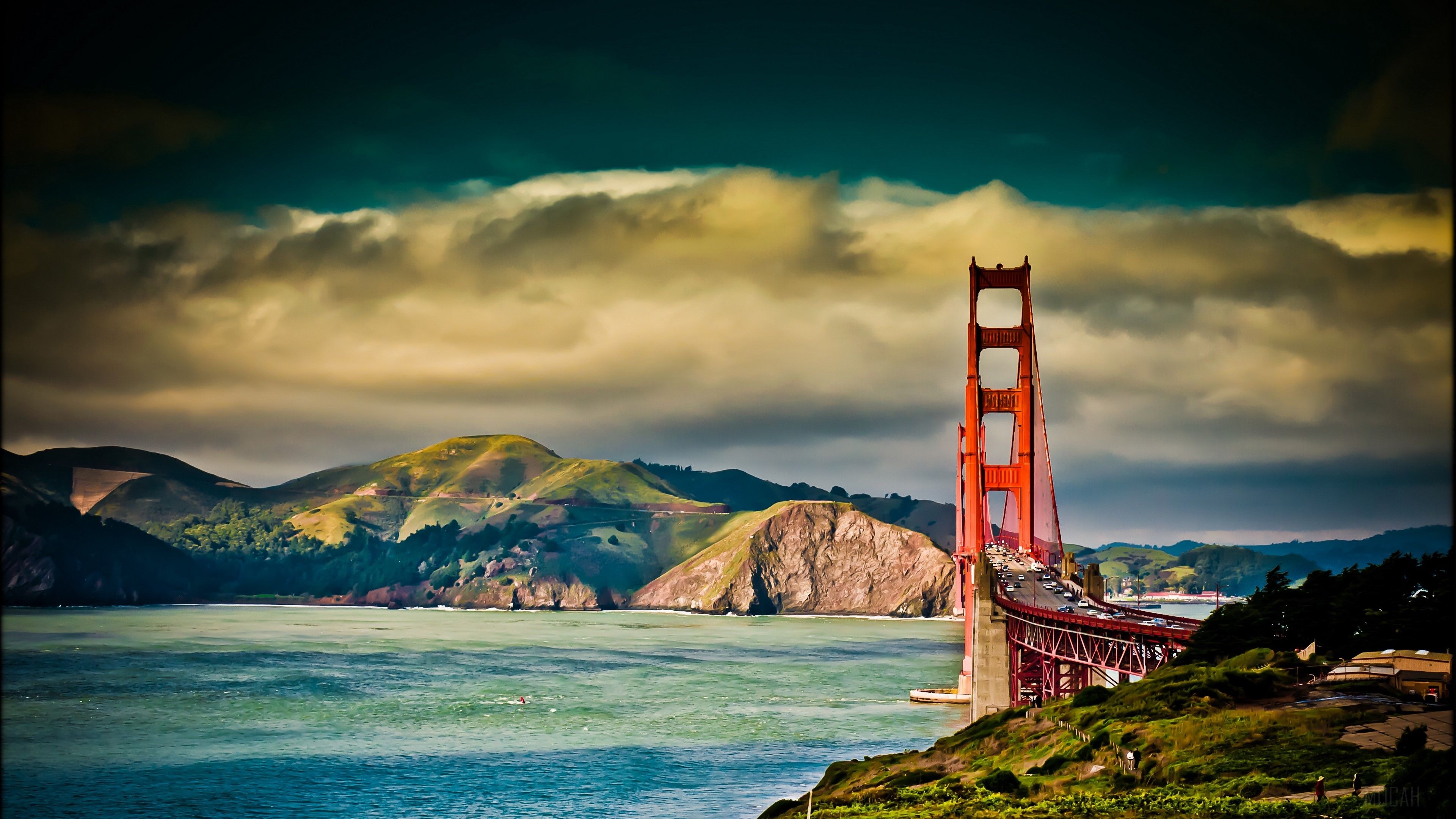 san francisco, bridge, sky, river, cloudy 4k Gallery HD Wallpaper