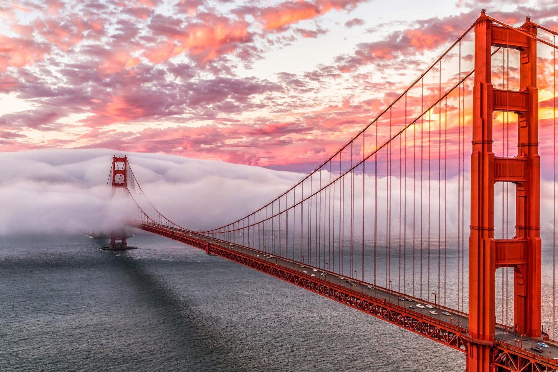 golden gate bridge bridge architecture clouds sea sunset san francisco california wallpaper