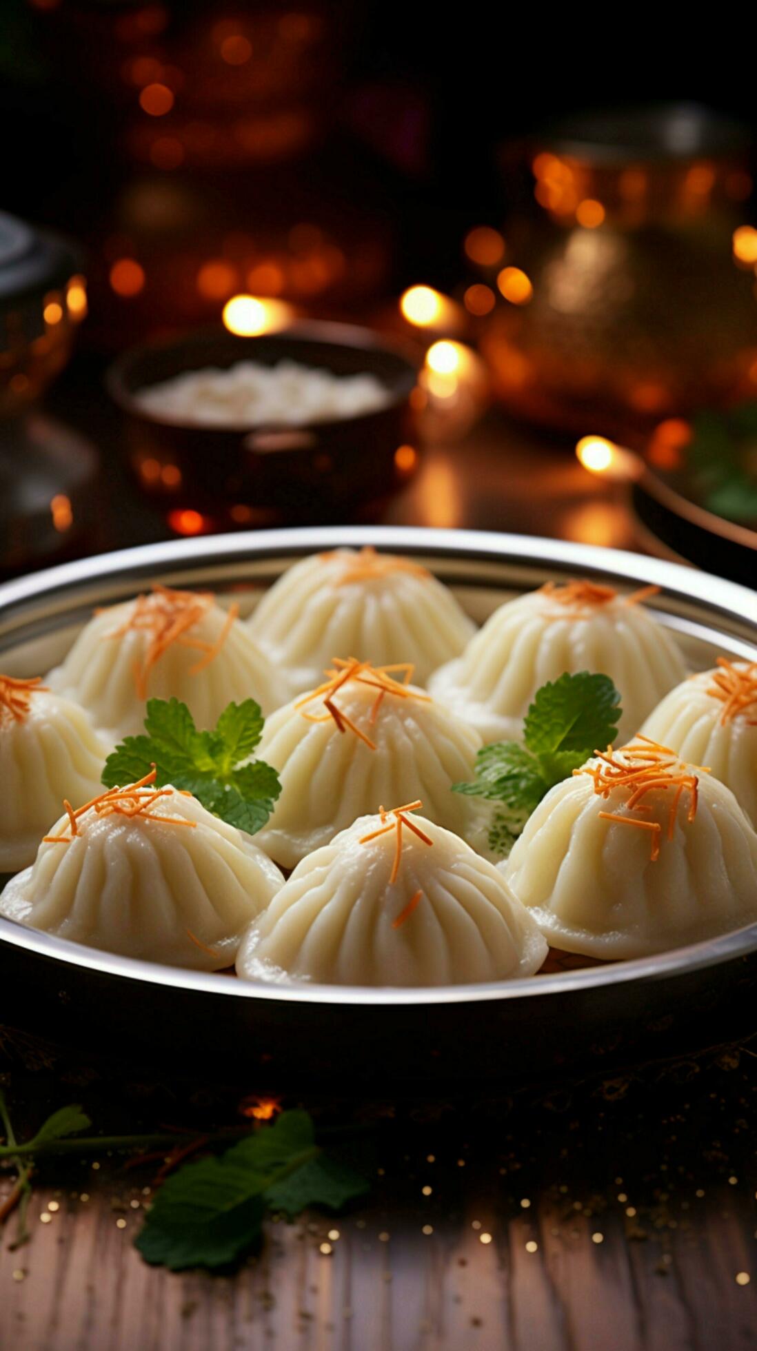 Festive tradition Homemade steamed coconut dumplings, a cherished treat during traditional celebrations Vertical Mobile Wallpaper AI Generated