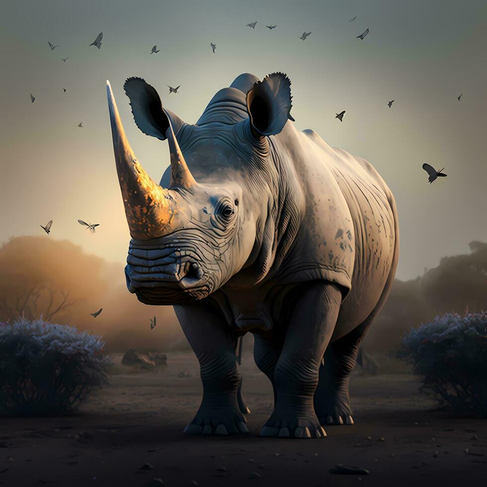 rhino illustration ai generated