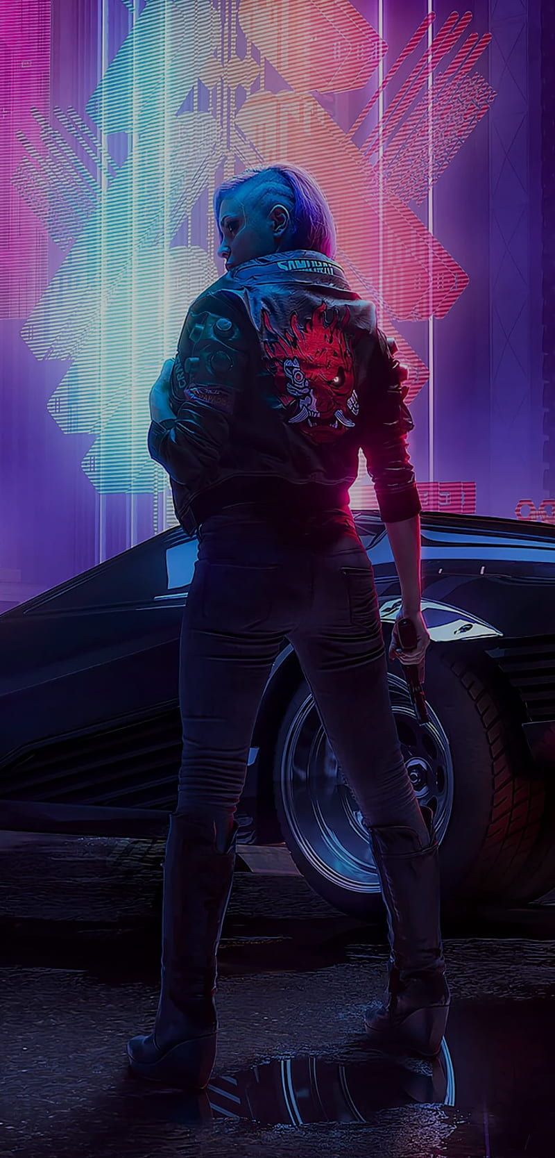 Cyberpunk 2077 V, car, cyberpunk, female, pistol, HD phone wallpaper