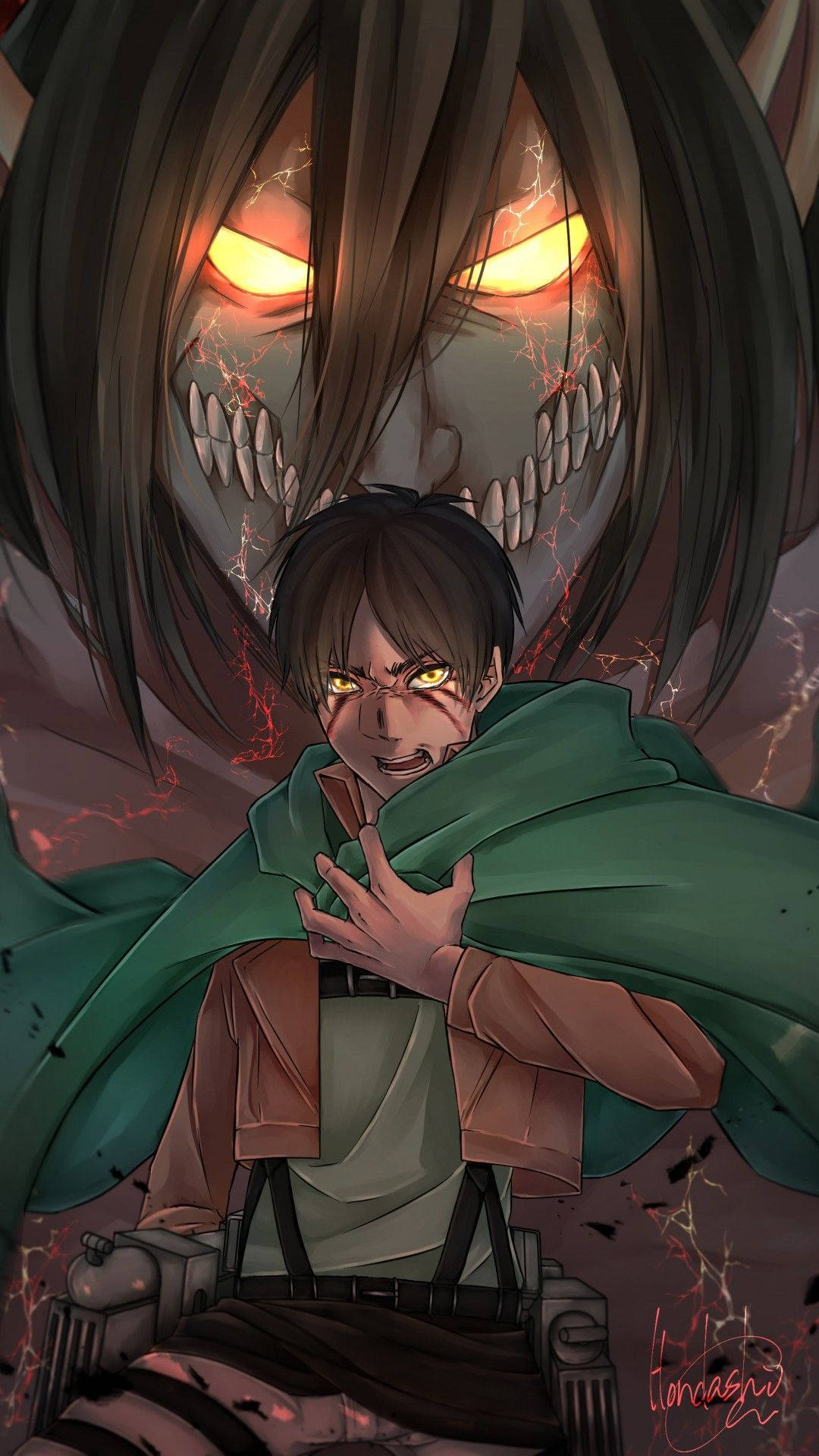 Download Yellow Lit Eyes Attack On Titan iPhone Wallpaper