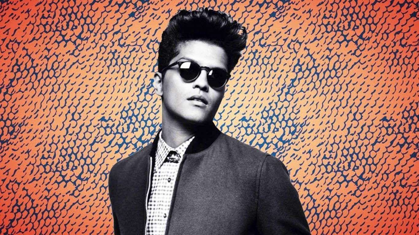 Download Bruno Mars rocking a retro, orange look Wallpaper