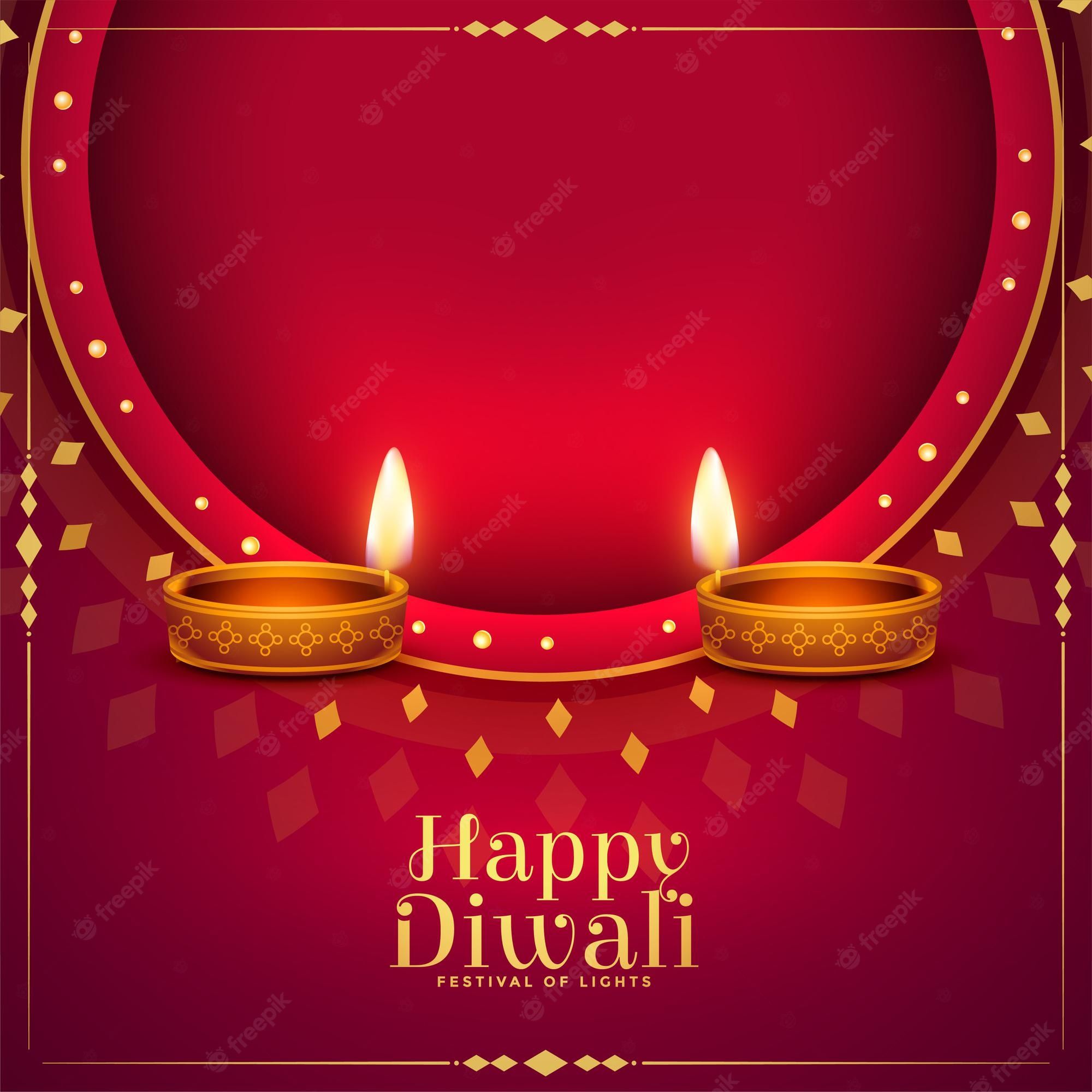 Free Vector. Happy diwali indian festival diya with text space