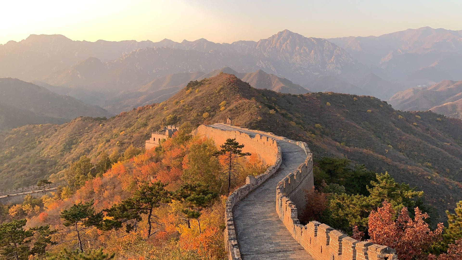 Download Great Wall of China Mountain Slope Wallpaper