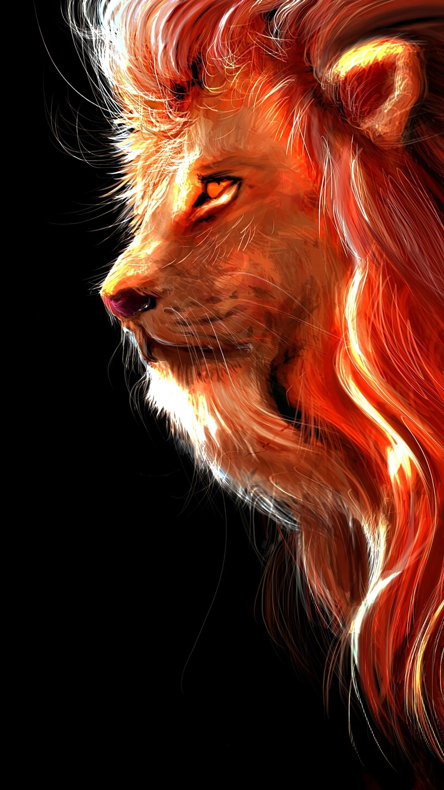 Download wallpaper 1440x2560 lion, fur, muzzle, art, qhd samsung galaxy s s edge, note, lg g 1440x2560 HD background, 22825