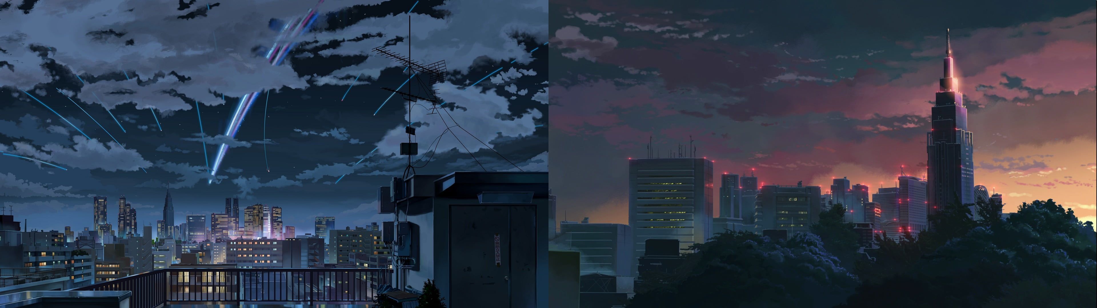 gray concrete buildings collage Kimi no Na Wa #anime dual monitors The Garden of Words Makoto Shin. Dual monitor wallpaper, Kimi no na wa, Cool desktop wallpaper