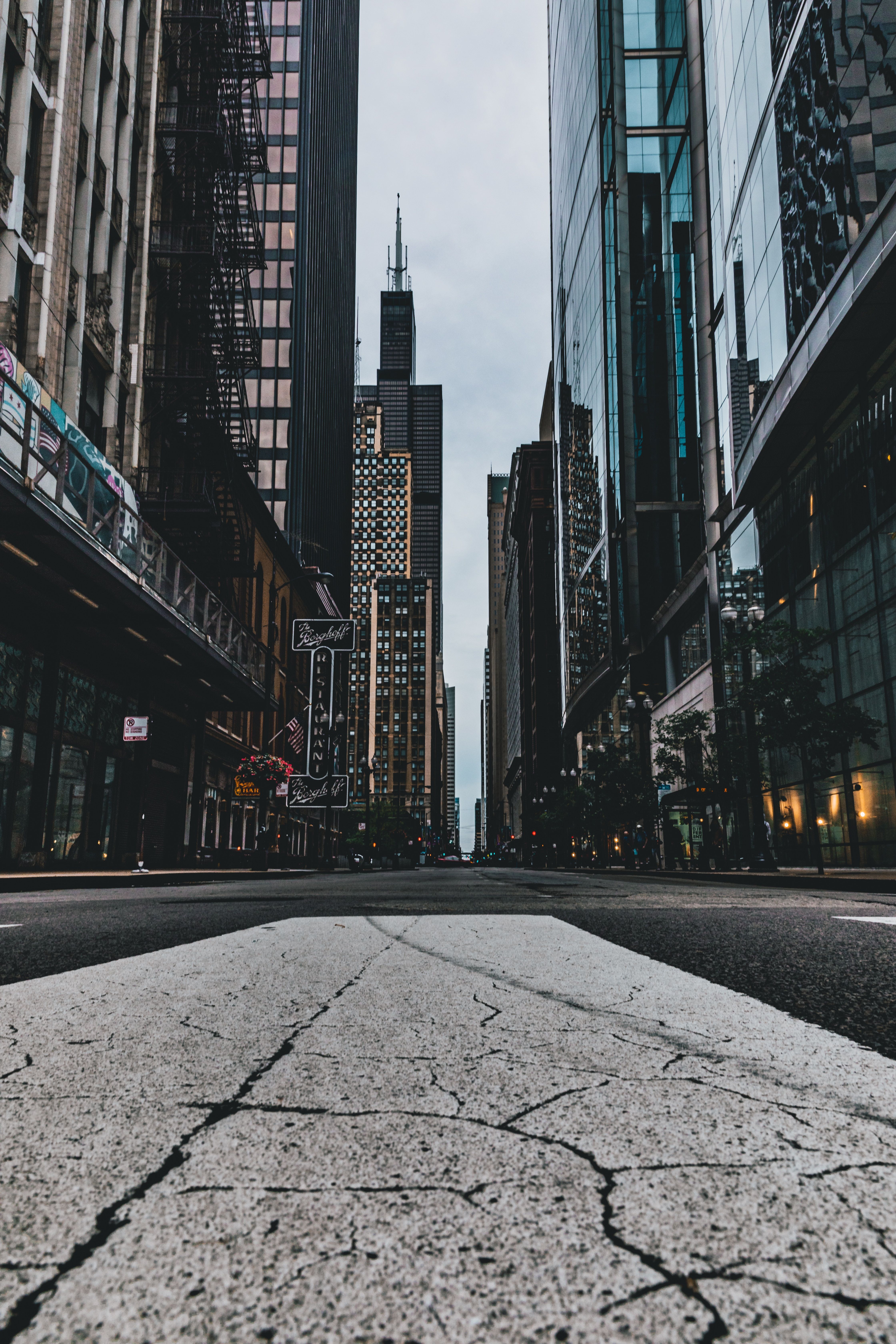 Wallpaper Gray Concrete Road Between High Rise Buildings During Daytime, Background Free Image