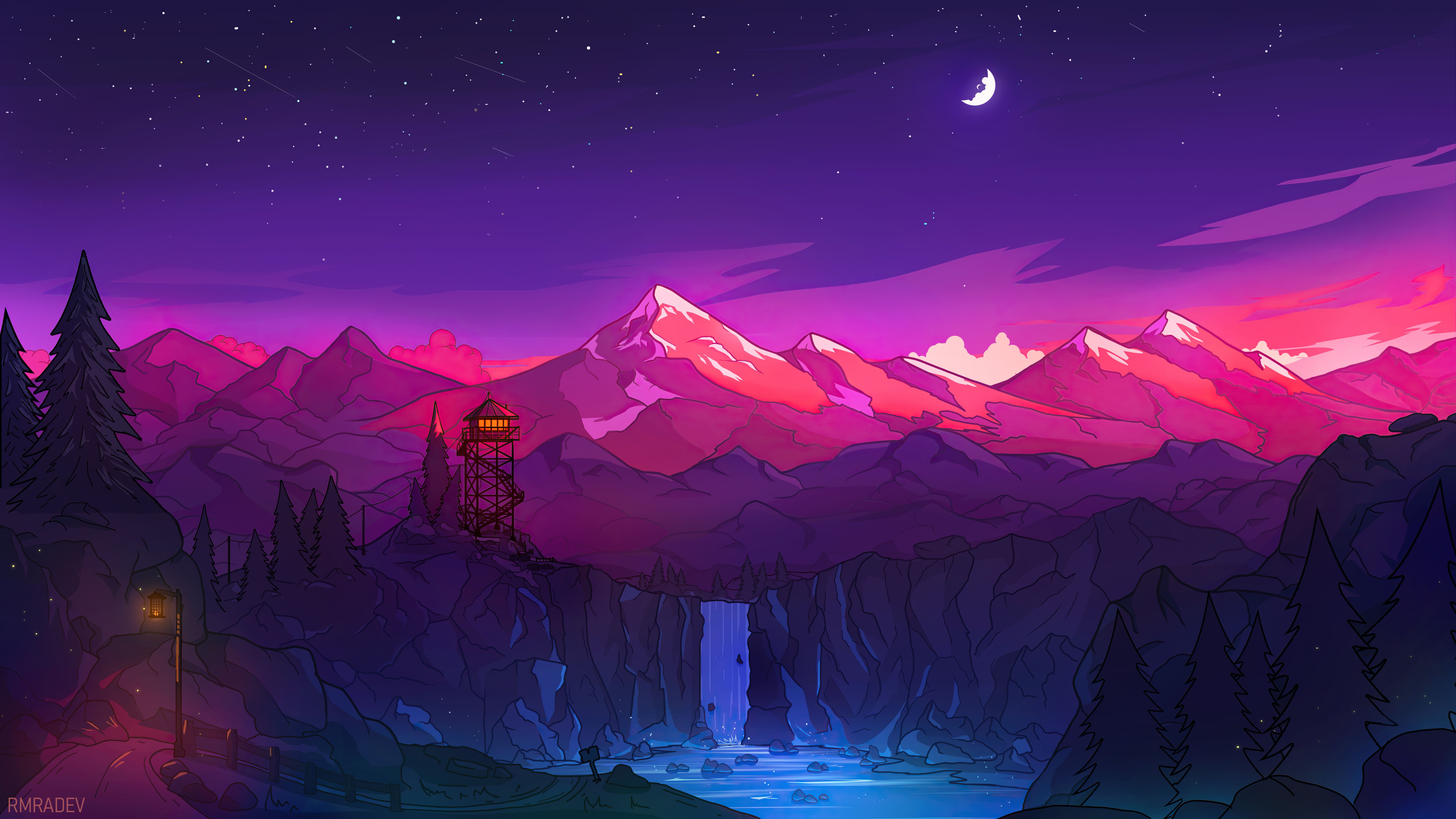 Colorful Mountains Night Minimal 8k, HD Artist, 4k Wallpaper, Image, Background, Photo and Picture