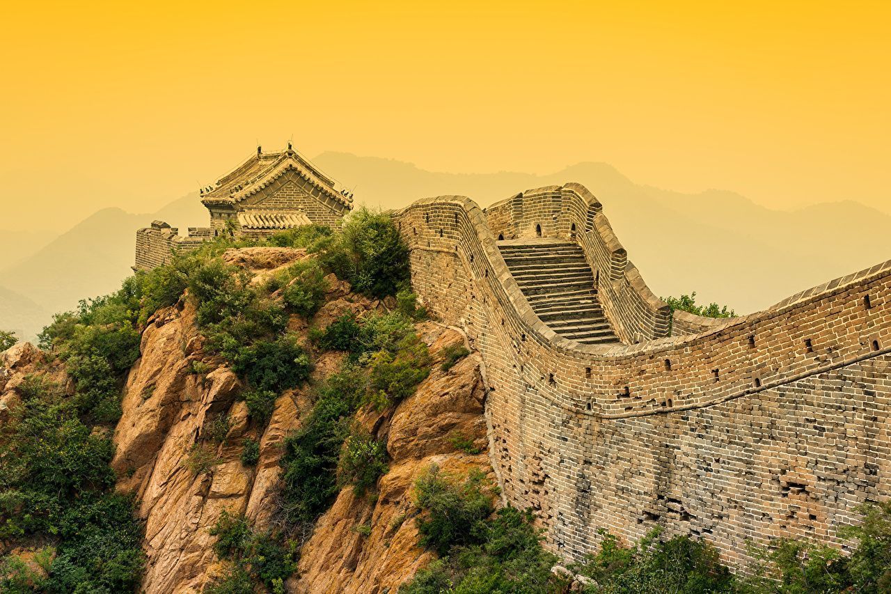 Desktop Wallpaper China Crag Nature stairway The Great Wall of