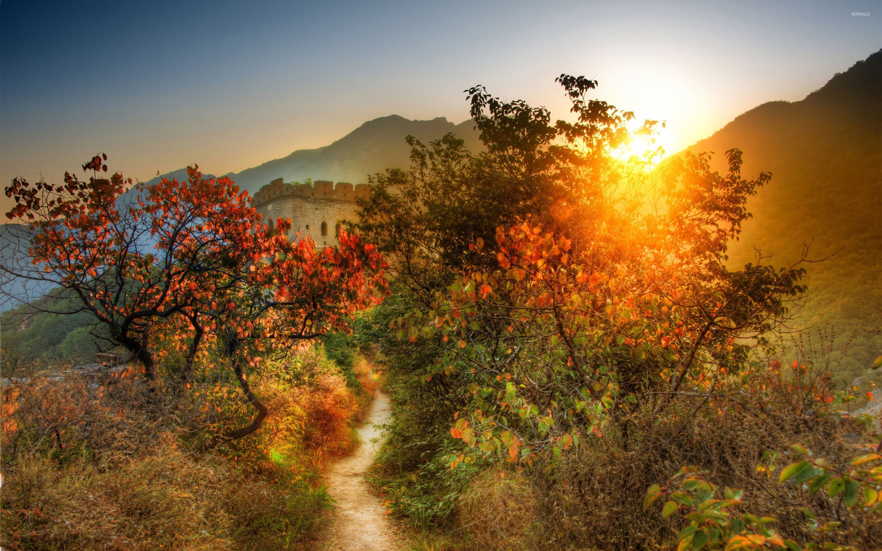 Overgrown path to the Great Wall of China wallpaper wallpaper