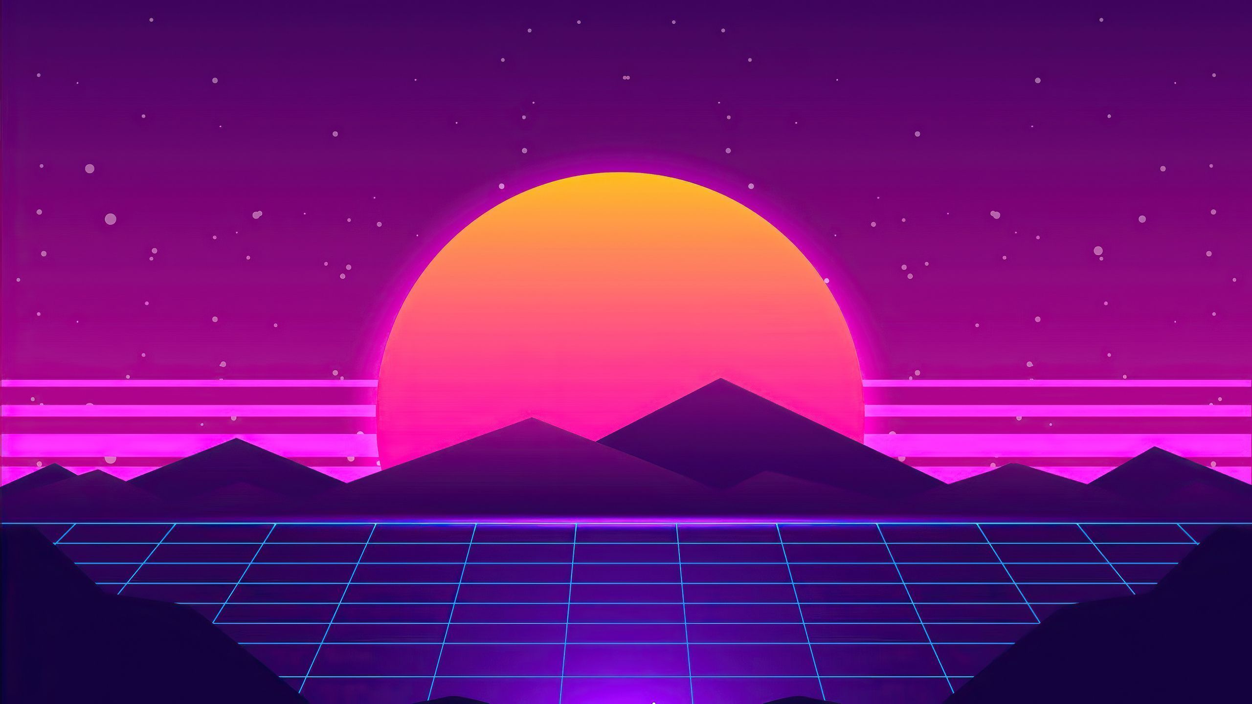 Synthwave Sun Mountains 4k 1440P Resolution HD 4k Wallpaper, Image, Background, Photo and Picture - synthwave