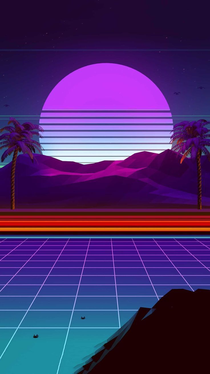 Synthwave Mobile Wallpaper Discover more Glitch, Neon, Retro, Retrowave, Synthwave wallpaper. /synthwa. ท้องฟ้ายามค่ำคืน, ภาพประกอบ, พื้นหลัง - synthwave