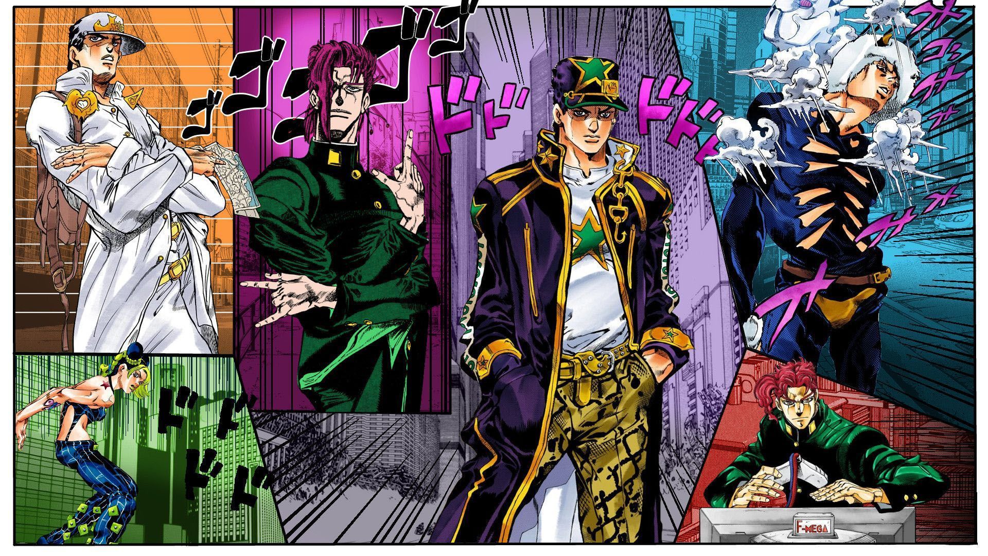 Jolyne Cujoh Jotaro Kujo Dio Brando Joseph Joestar Jonathan Joestar Giorno Giovanna HD JoJo's Bizarre Adventure Wallpaper