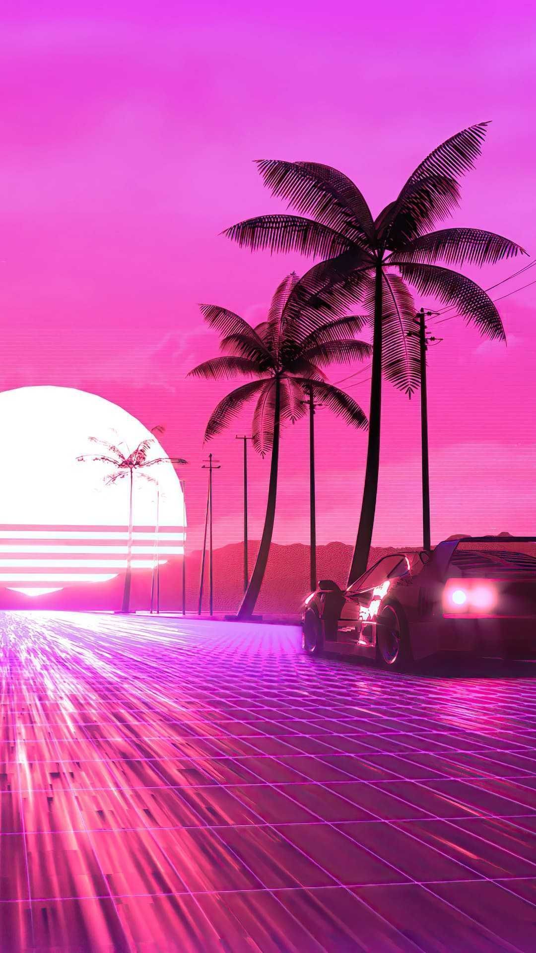 Aesthetic Synthwave Wallpaper Discover more Car, Glitch, Neon, Retro, Retrowave wallpaper. htt. Illustration de paysage, Fond d'écran vert, Fond d'écran téléphone - synthwave