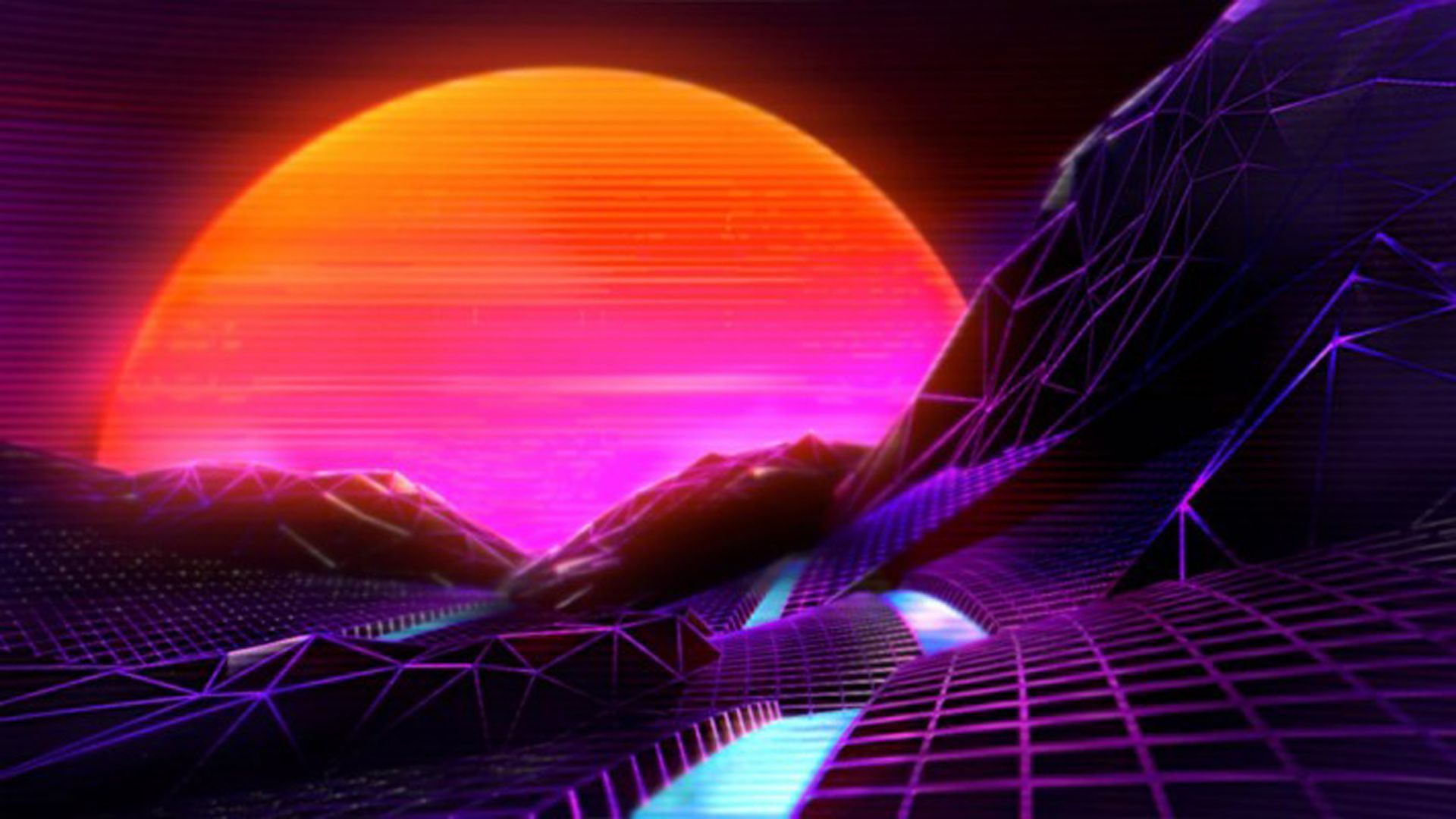 Dark Pink Moon Synthwave Lines HD Synthwave Wallpaper - synthwave