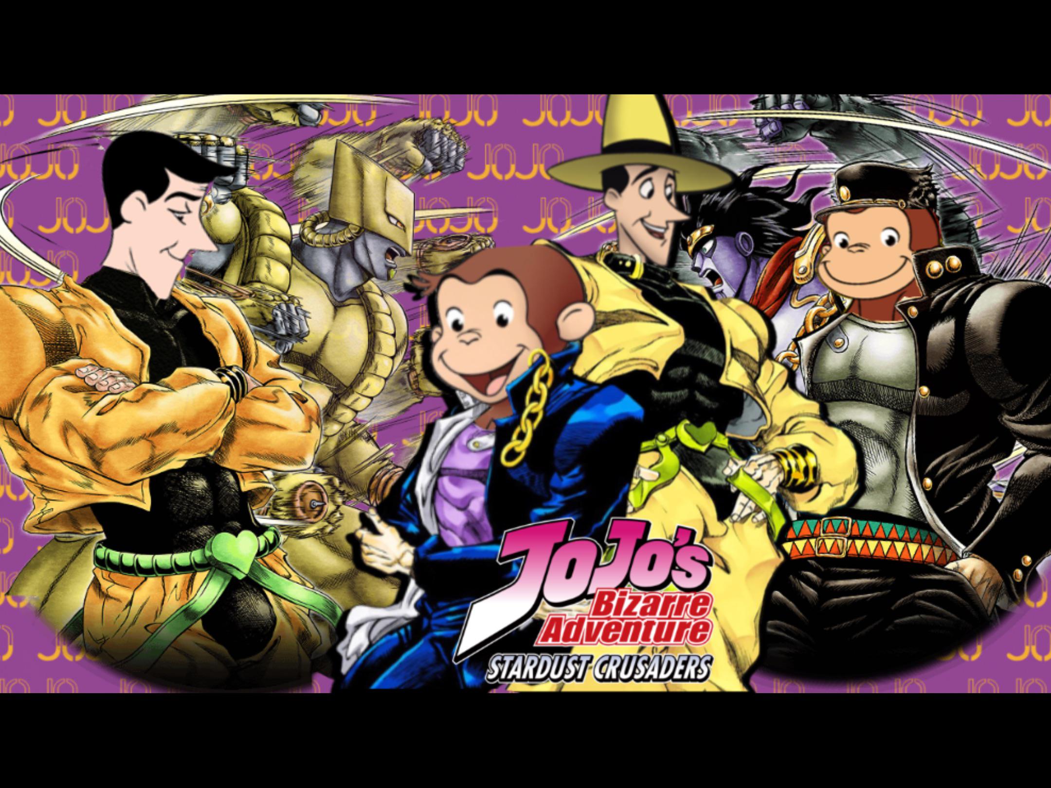 Curious George x JoJo's Bizarre Adventure wallpaper that I made for myself!