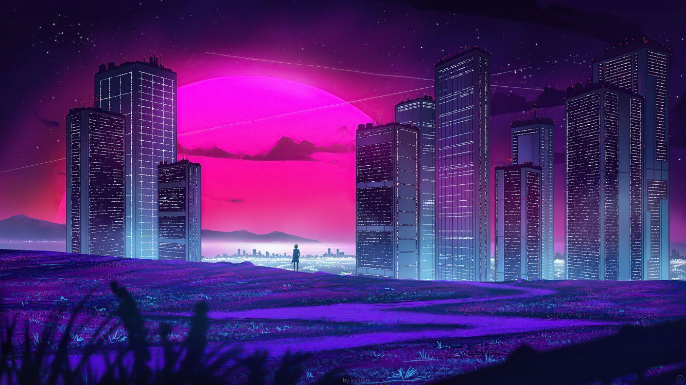 Wallpaper Metropolis, Synthwave, Digital Art, Art, Drawing, Background Free Image - synthwave