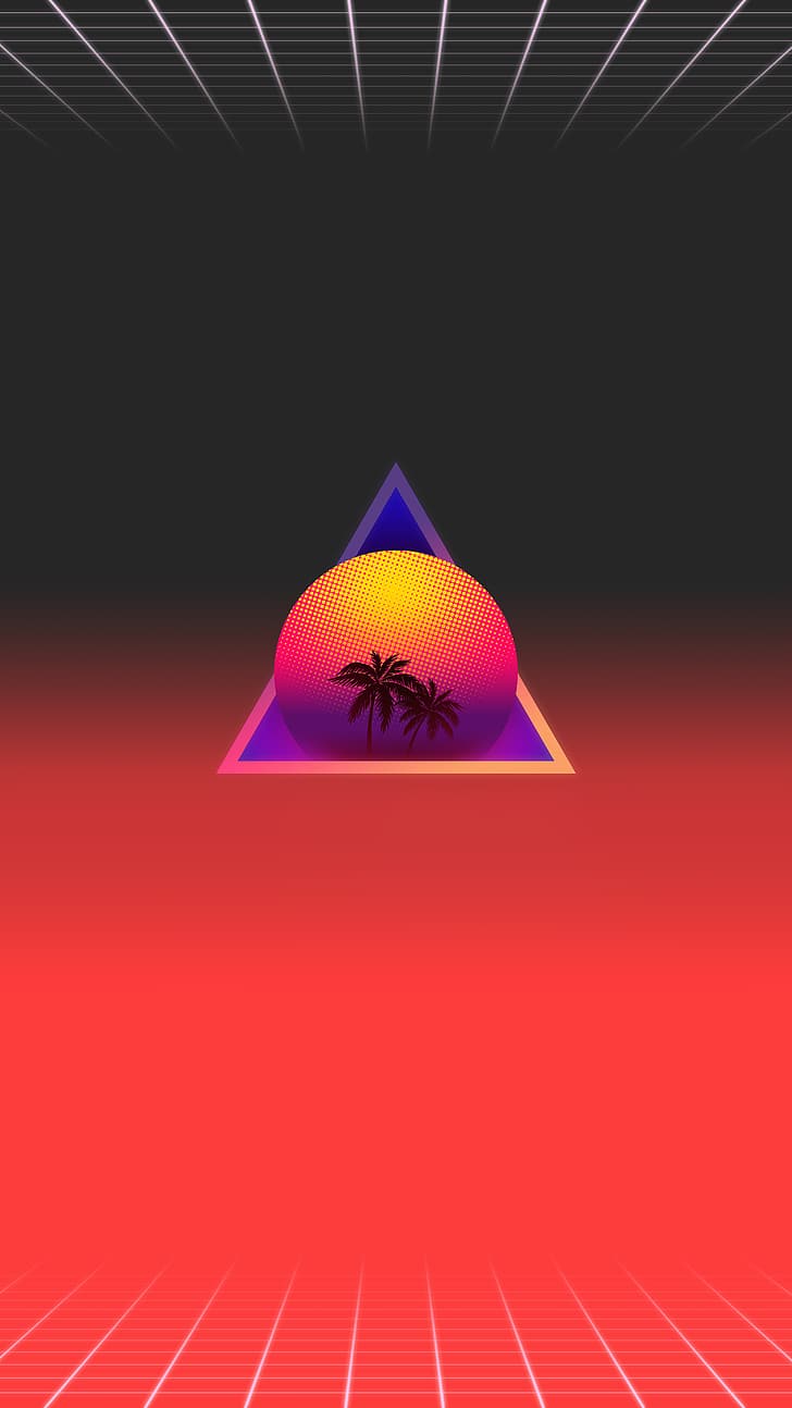 HD wallpaper: synthwave, OutRun, vaporwave, Retrowave, sunset, palm trees - synthwave