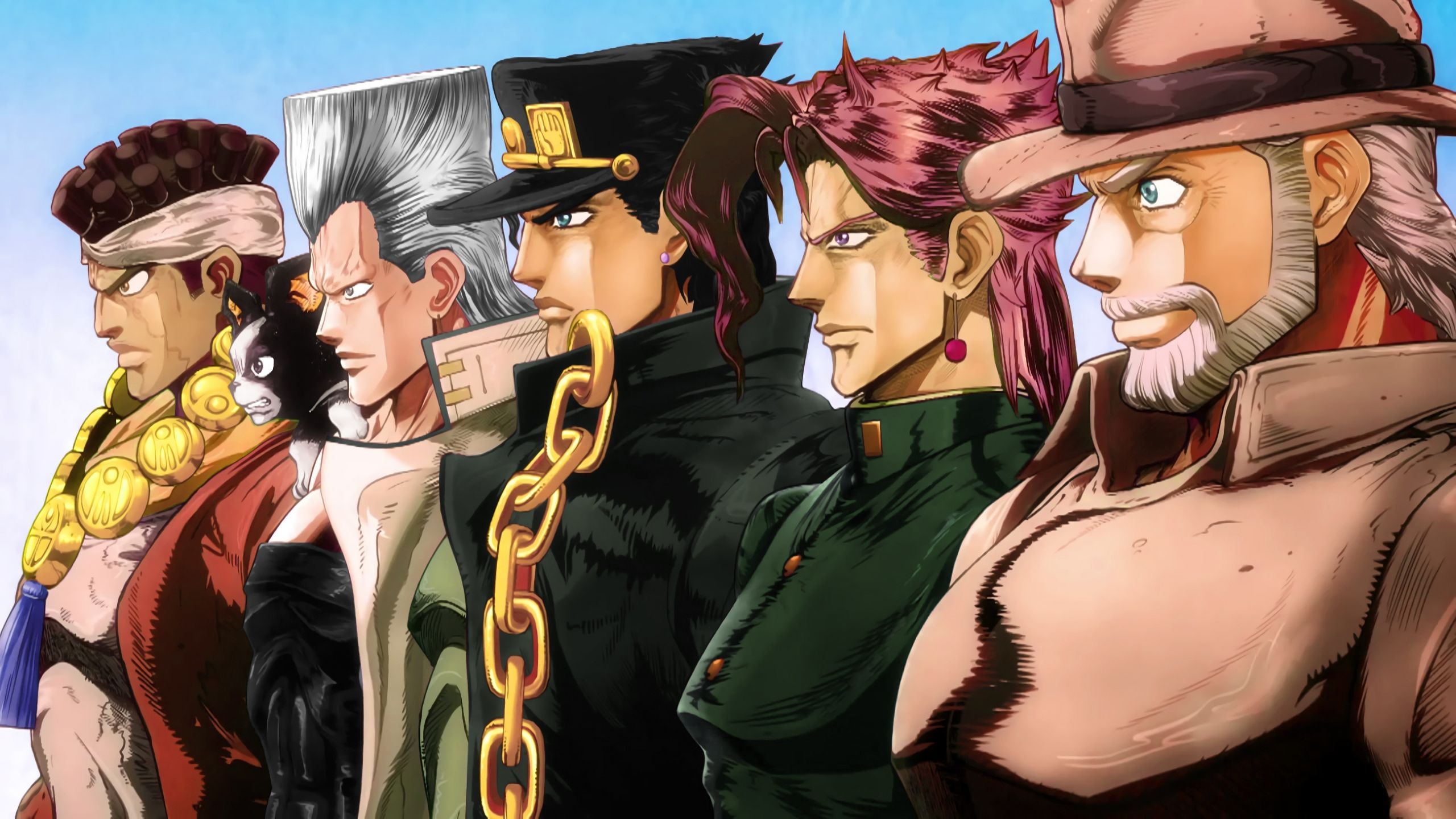 Download wallpaper 2560x1440 anime boys, jojo's bizarre adventure, anime, dual wide 16:9 2560x1440 HD background, 3886