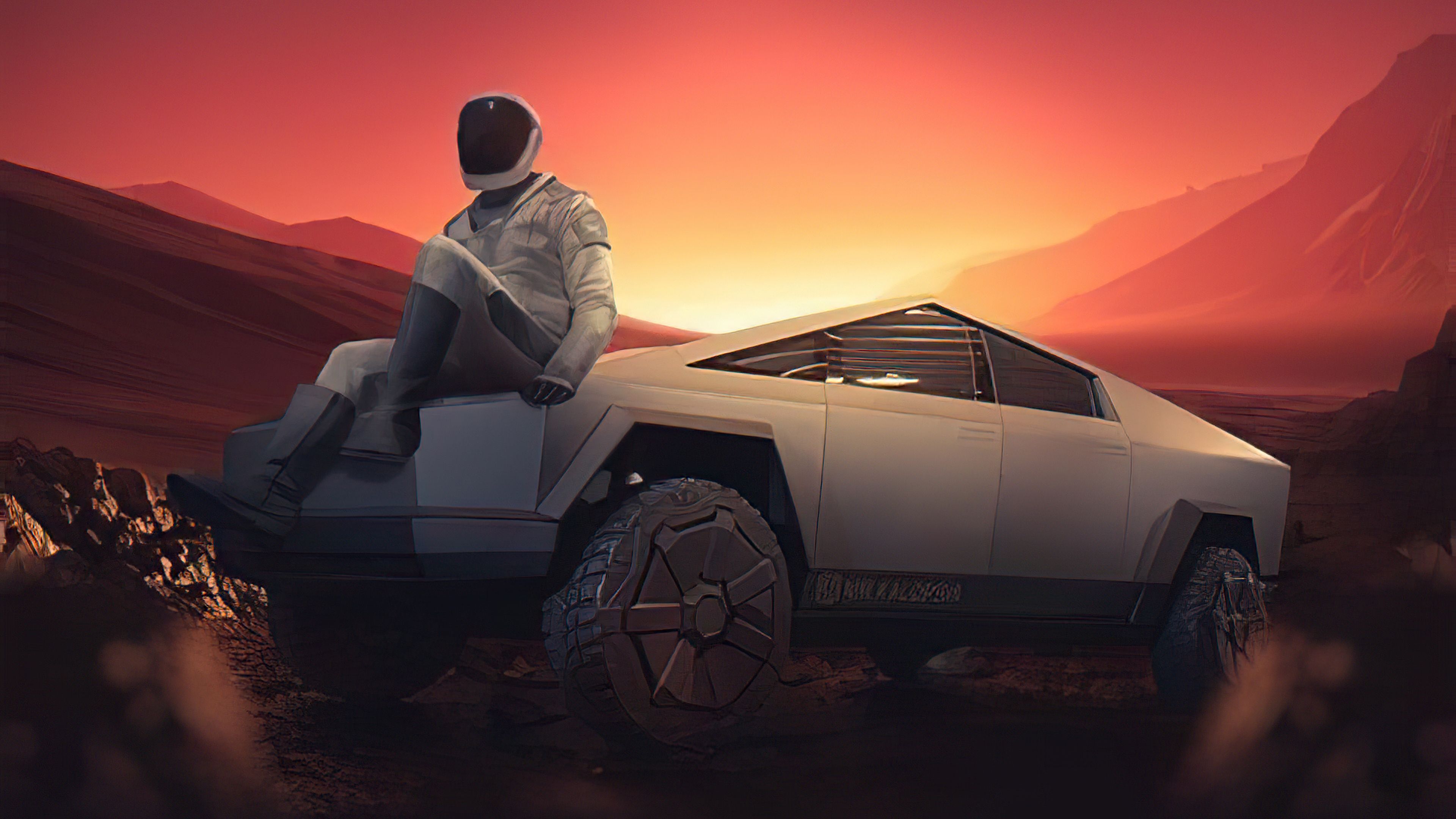 Starman With Cybertruck On Mars, HD Artist, 4k Wallpaper, Image, Background, Photo and Picture