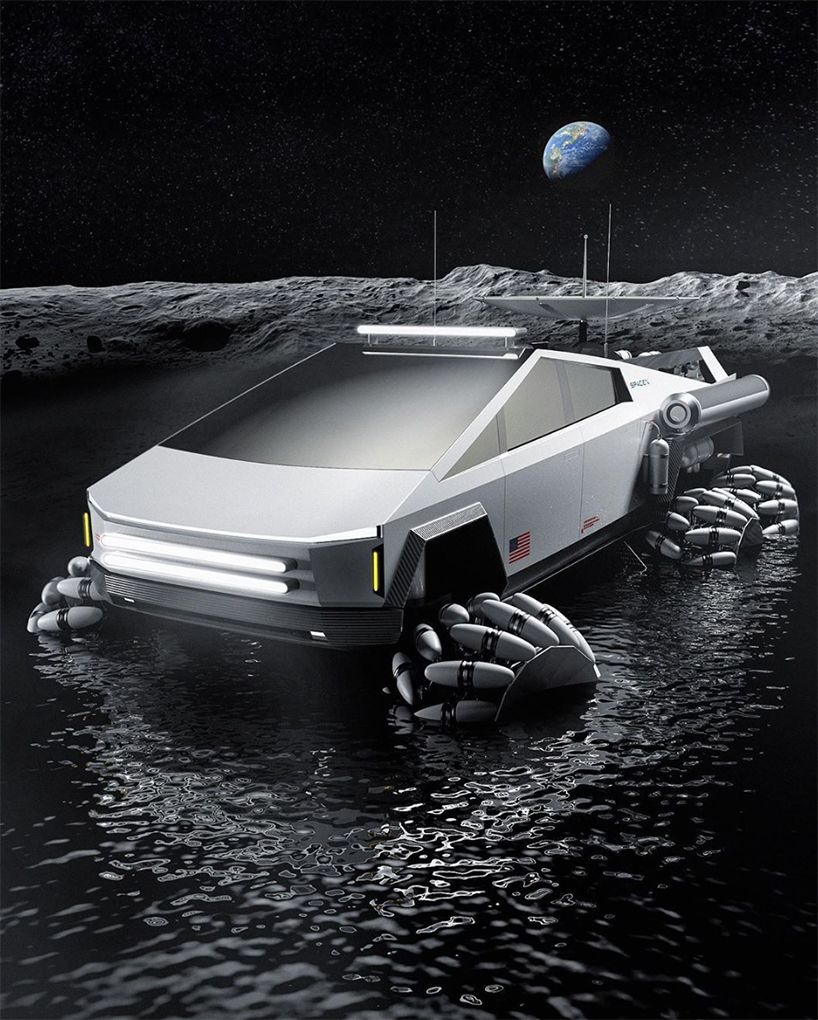 Charlie Automotive Imagines Tesla Cybertruck As Six Wheel Lunar Rover