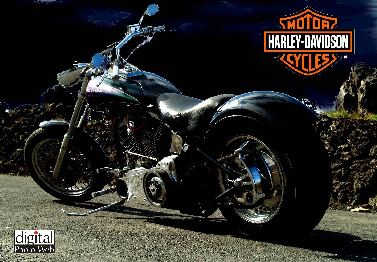 Download Harley Davidson With Big Wheel Wallpaper