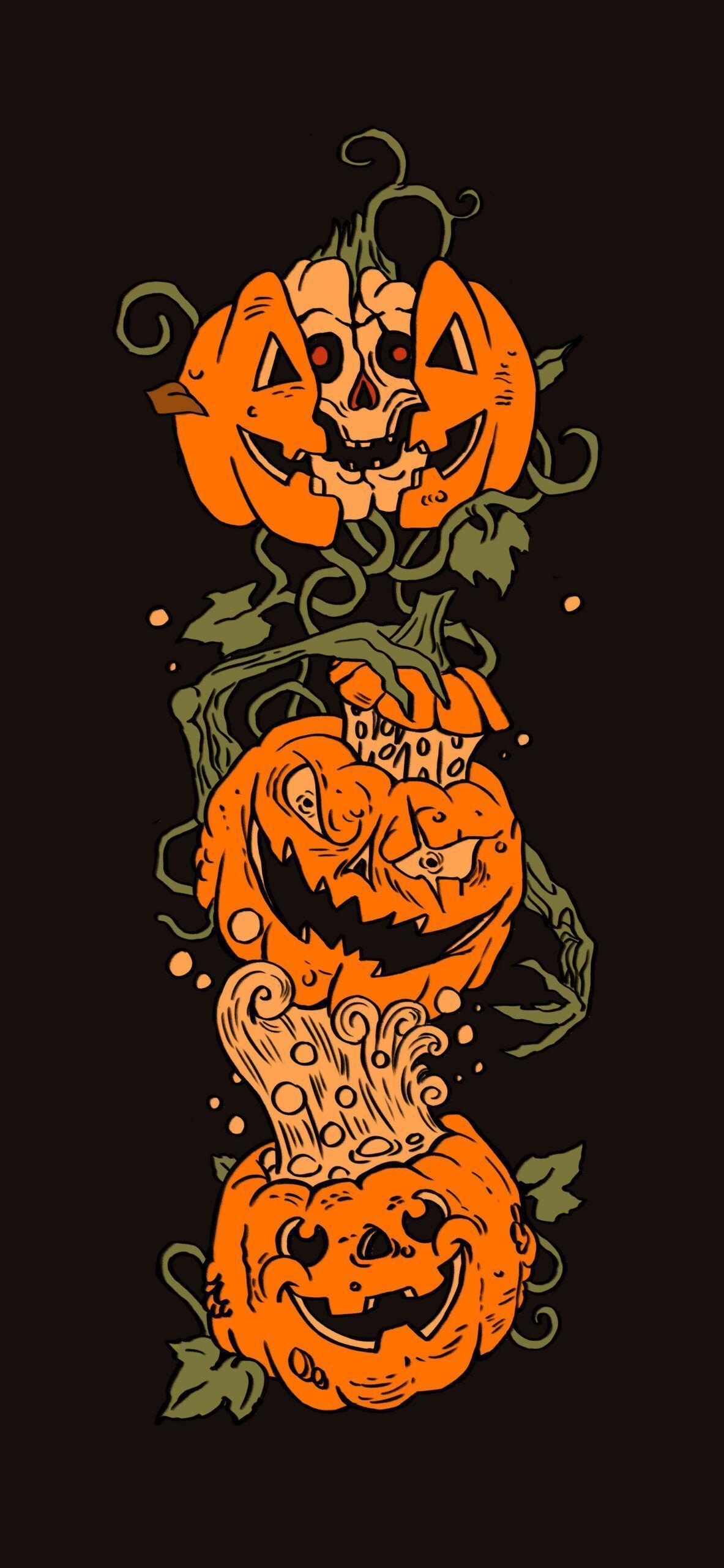 Scary Pumpkins Black Wallpaper Halloween Wallpaper