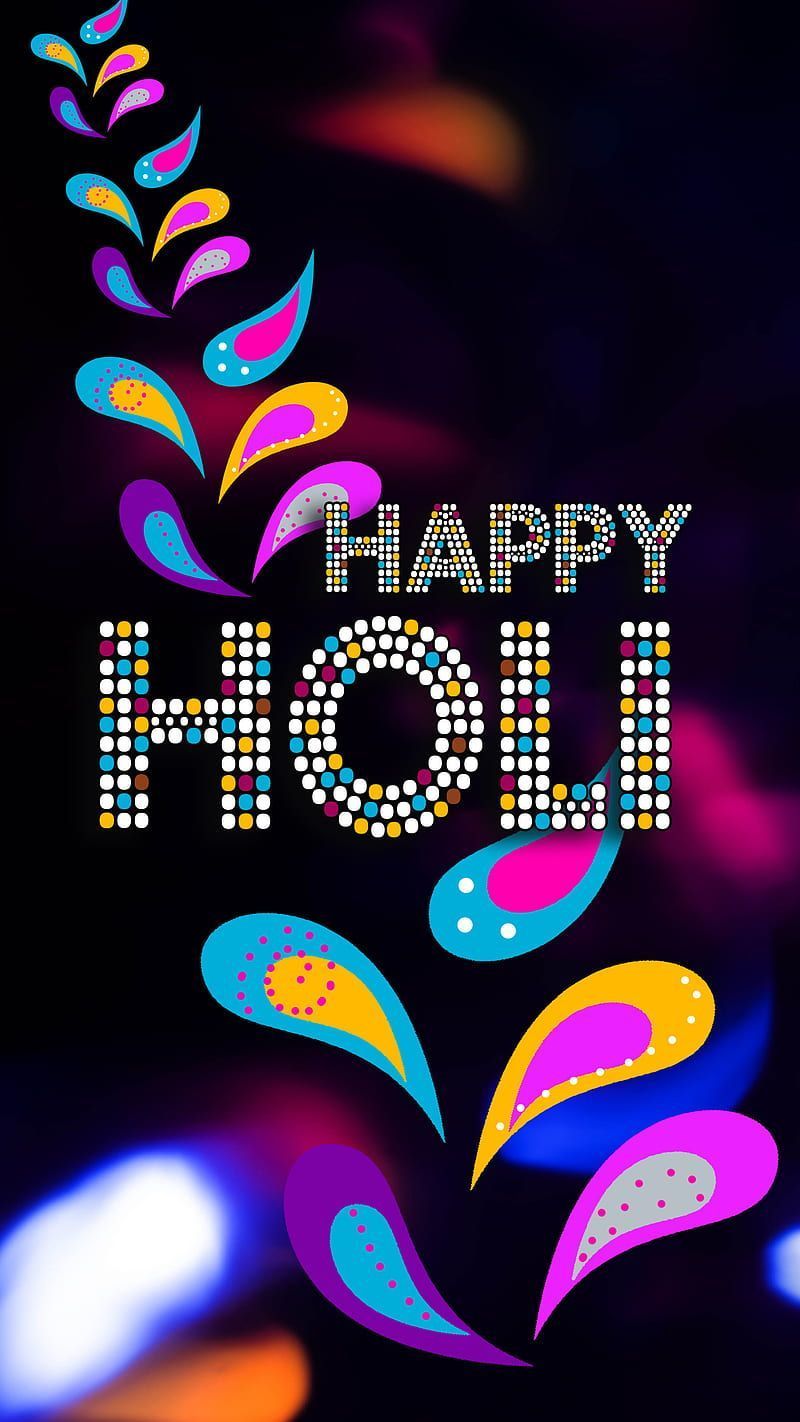 Happy Holi, colorful, phone, simple background, HD phone wallpaper