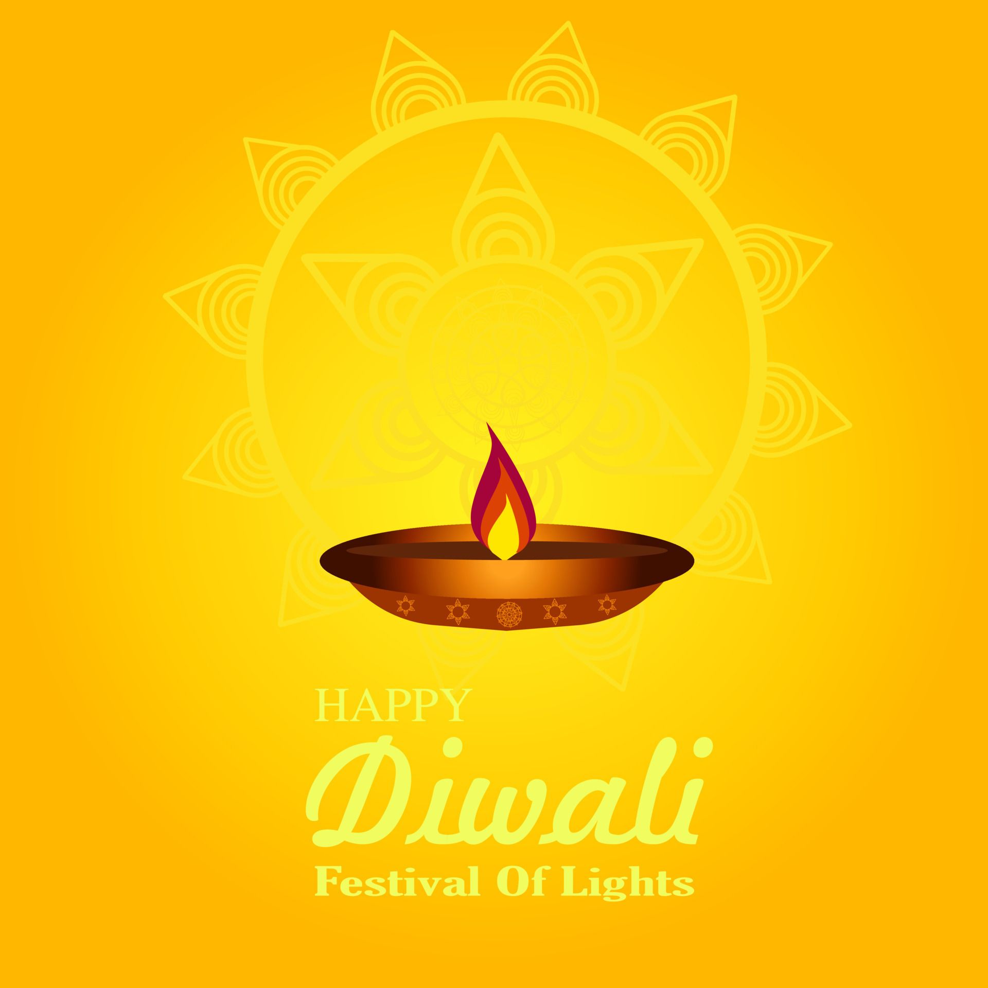 Happy Diwali. Festival of lights poster design wallpaper. The background with flower elements and mandala vectors