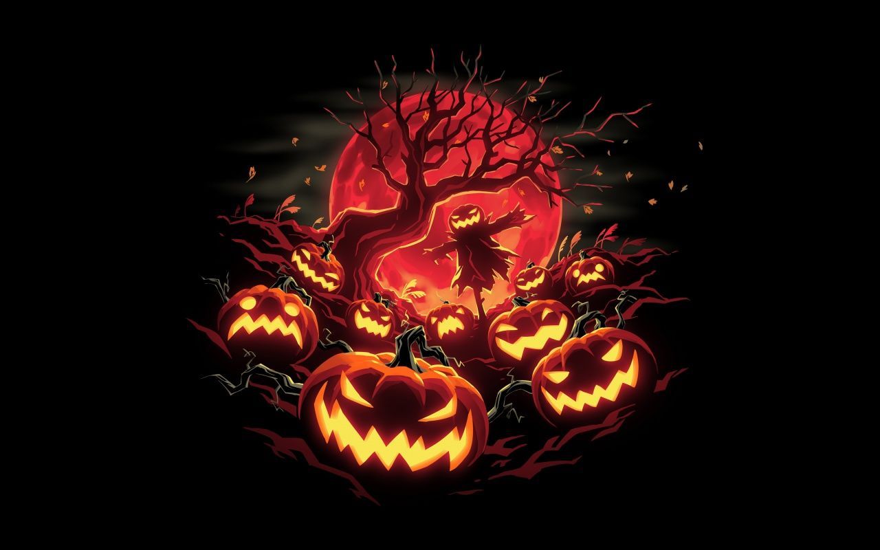 Halloween pumpkins Wallpaper 4K, Haunted, Scarecrow, 5K