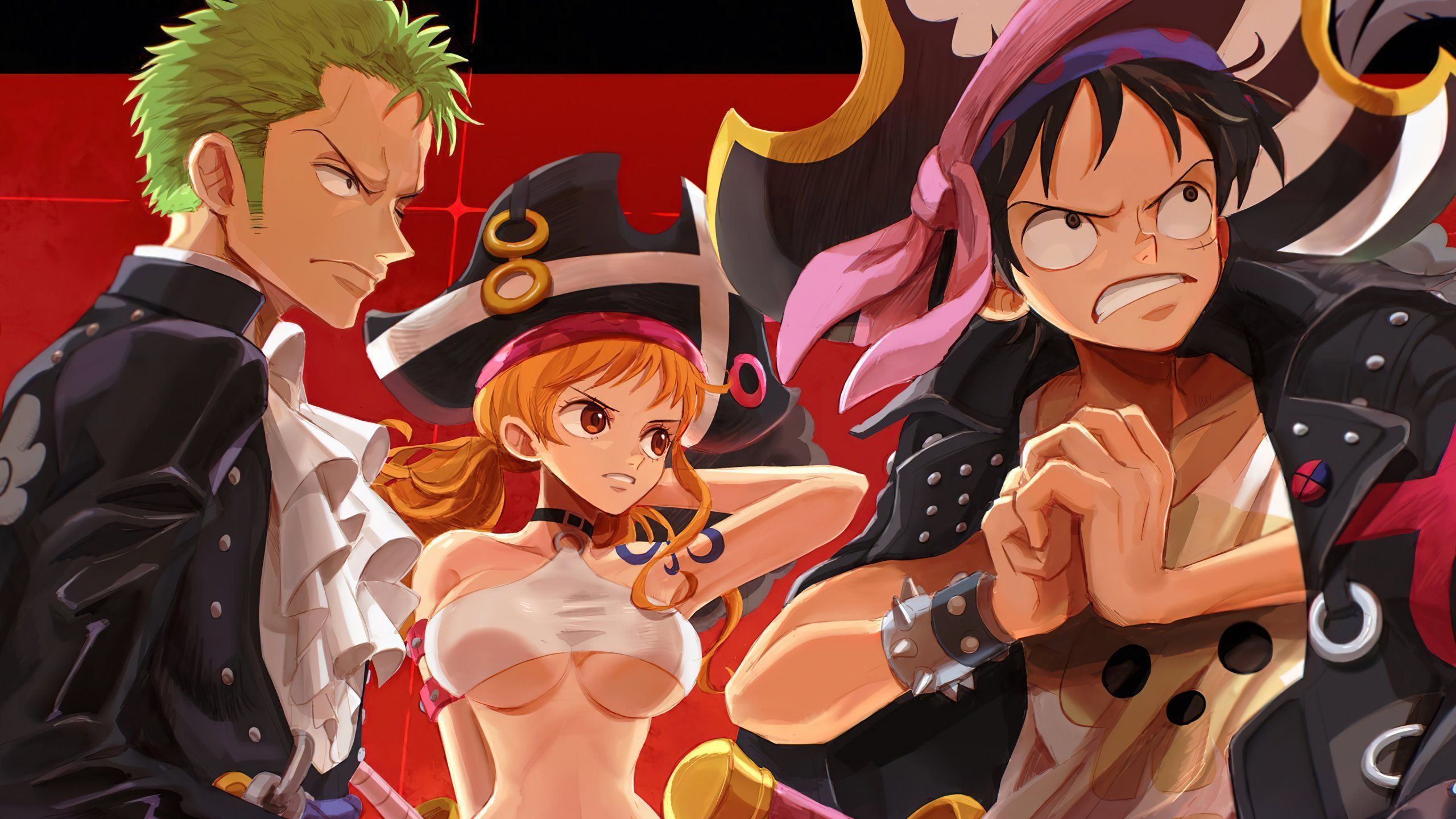 One Piece Red Luffy Zoro Nami Anime Wallpaper 4k Ultra HD