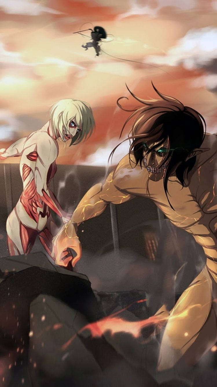 Download Eren On Fight Titan Attack On Titan iPhone Wallpaper