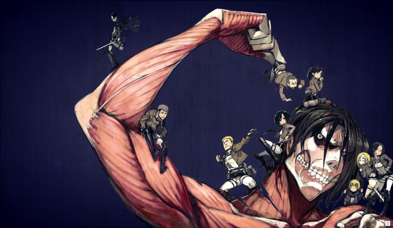 Characters Anime Attack Titans astride a titanium Desktop wallpaper 1024x768 - Attack on Titan