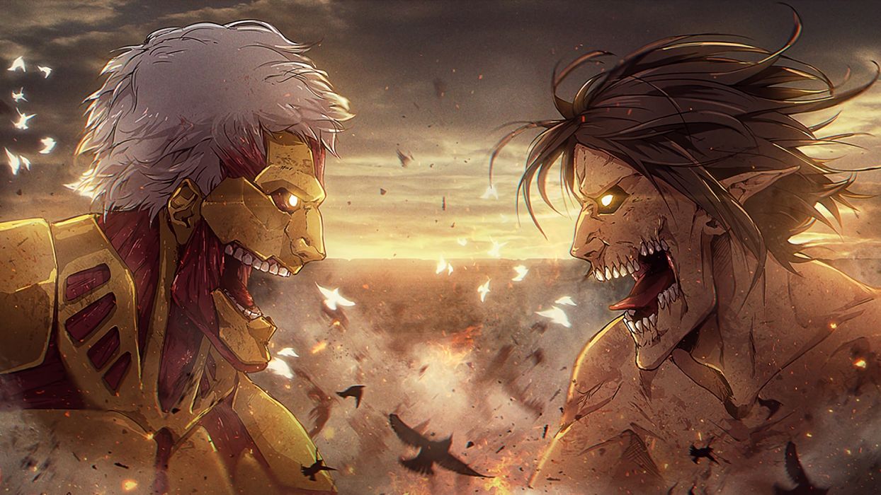 Amored Titan vs Attack Titan AoT anime wallpaperx1080 - Attack on Titan