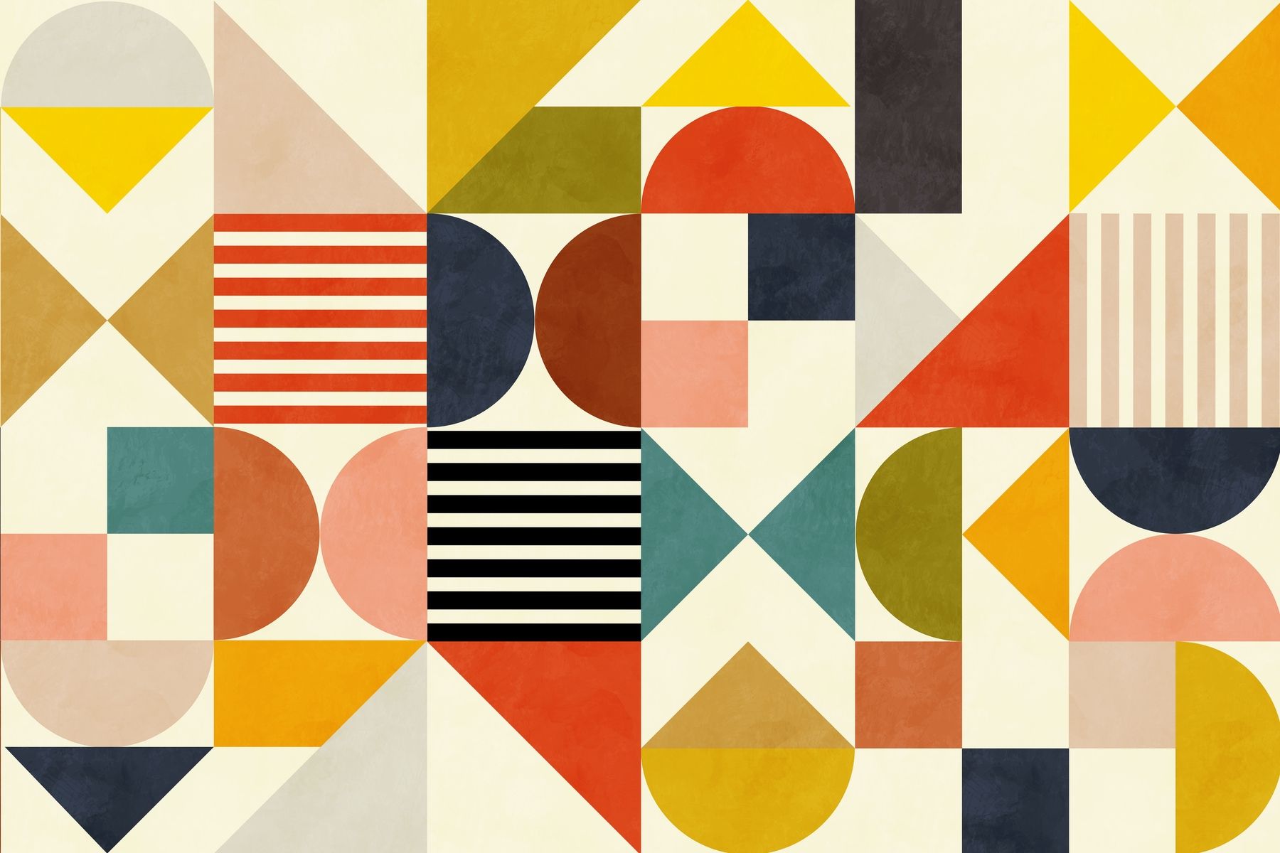 Bauhaus Wallpaper. Vibrant Geometric Design