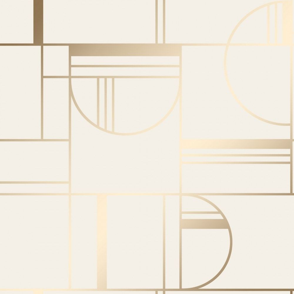 Bauhaus Geometric wallpaper in cream & gold. I Love Wallpaper