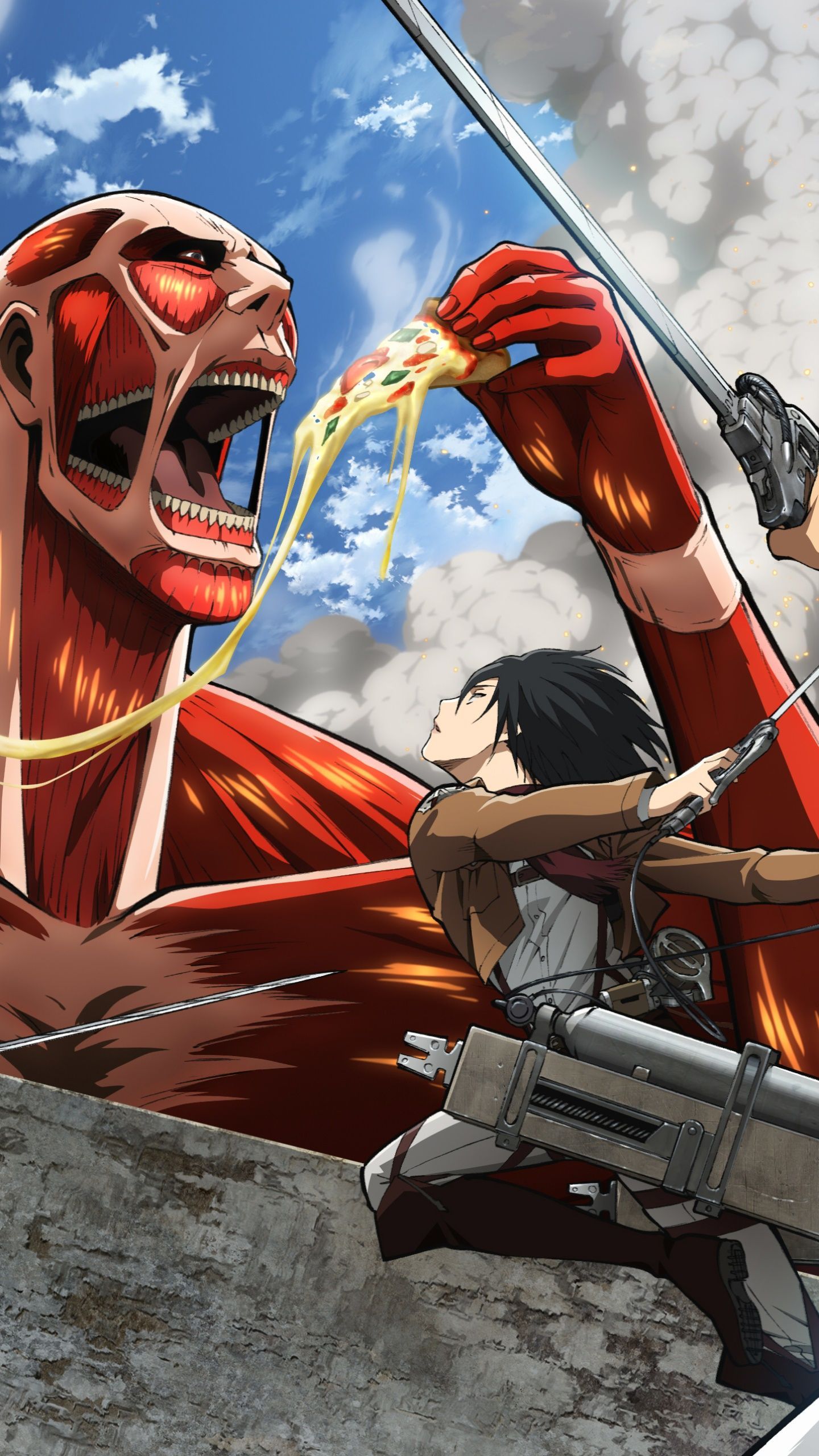 Wallpaper / Anime Attack On Titan Phone Wallpaper, Mikasa Ackerman, Shingeki No Kyojin, Eren Yeager, Armin Arlert, Pizza Hut, 1440x2560 free download