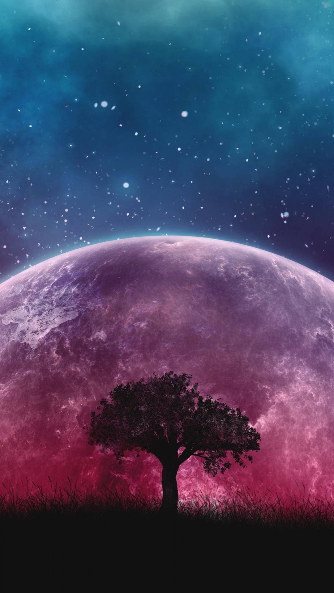 Download Tree Over A Cute Galaxy Wallpaper - 