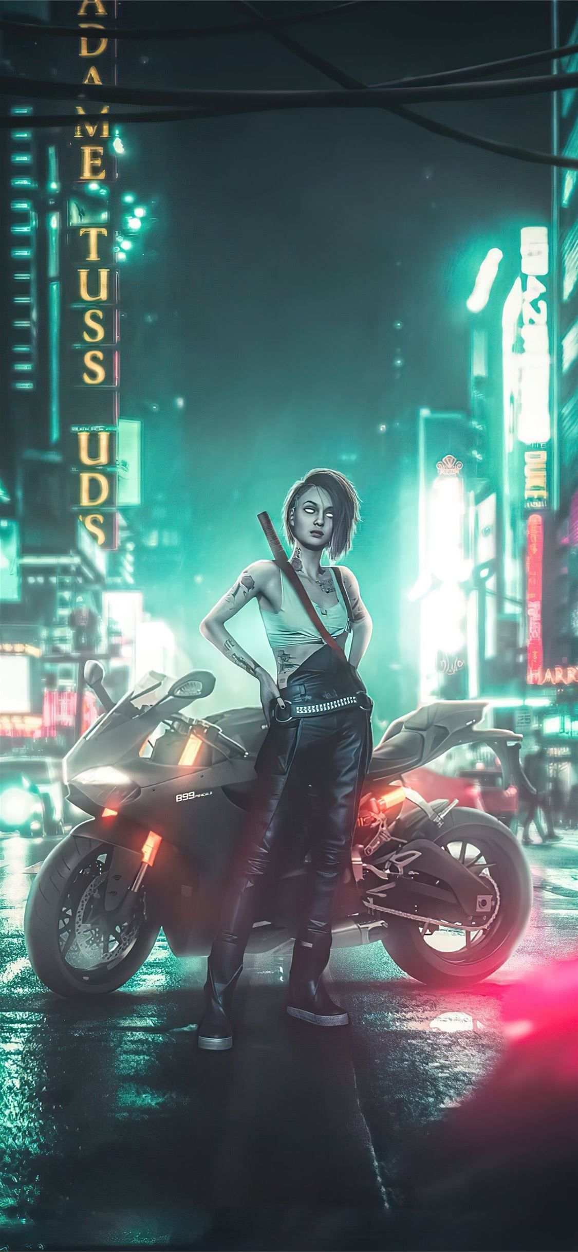 cyberpunk 2077 night city girl 5k iPhone 11 Wallpaper Free Download