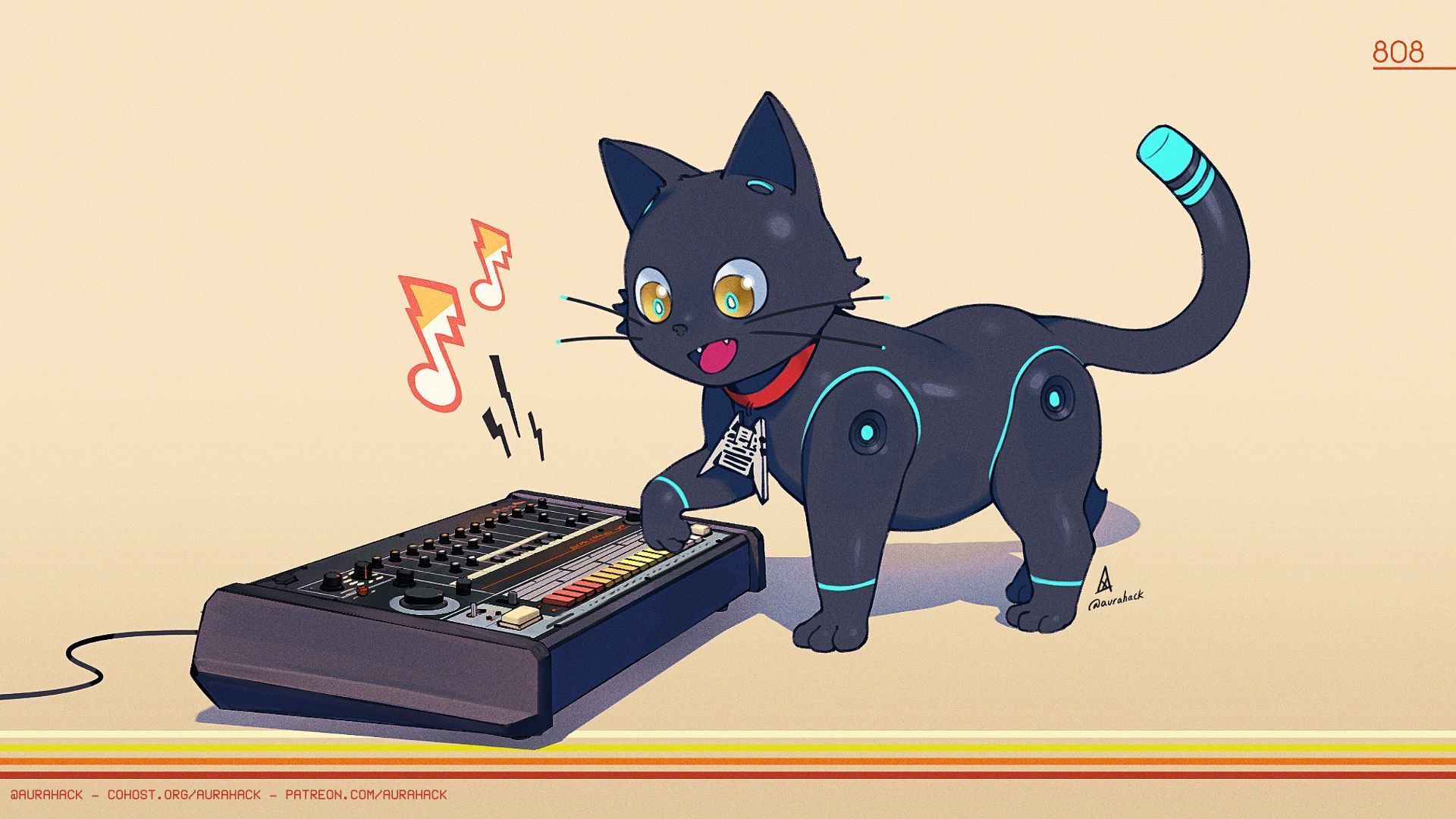 Aurahack Hi Fi Rush 808 (hi Fi Rush) Mecha Neko Wallpaper